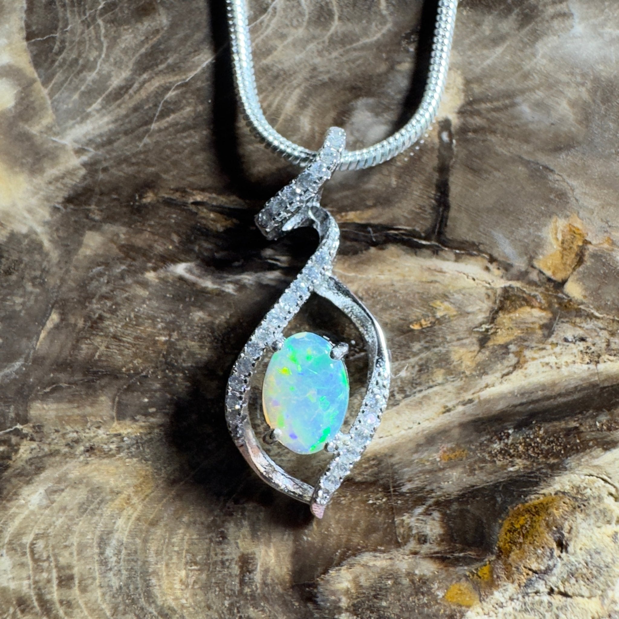 The Barossa Bloom ~ 0.7ct Lightning Ridge Opal 925 Silver Pendant
