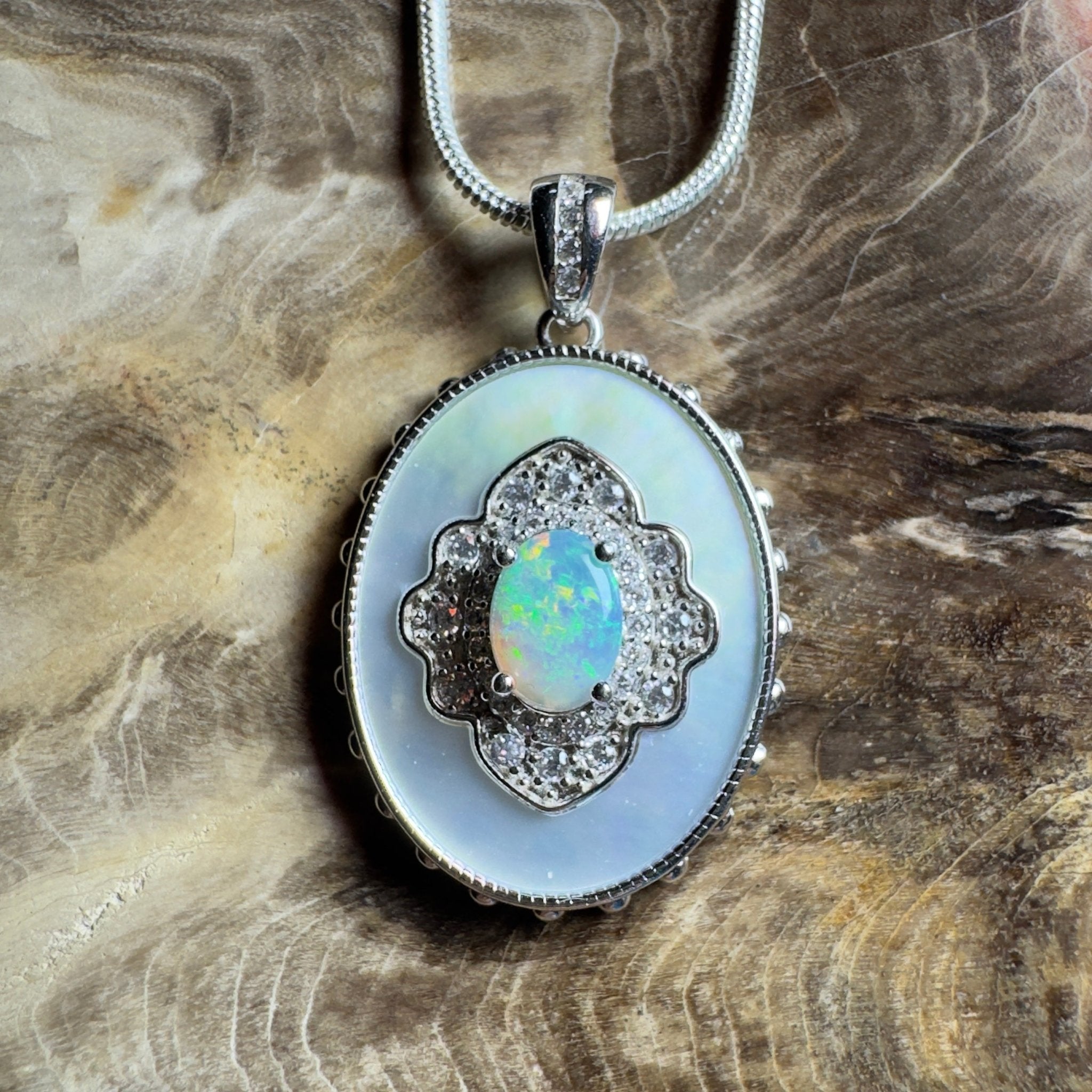 The Bondi Medallion ~ 0.9ct Lightning Ridge Opal 925 Silver Pendant