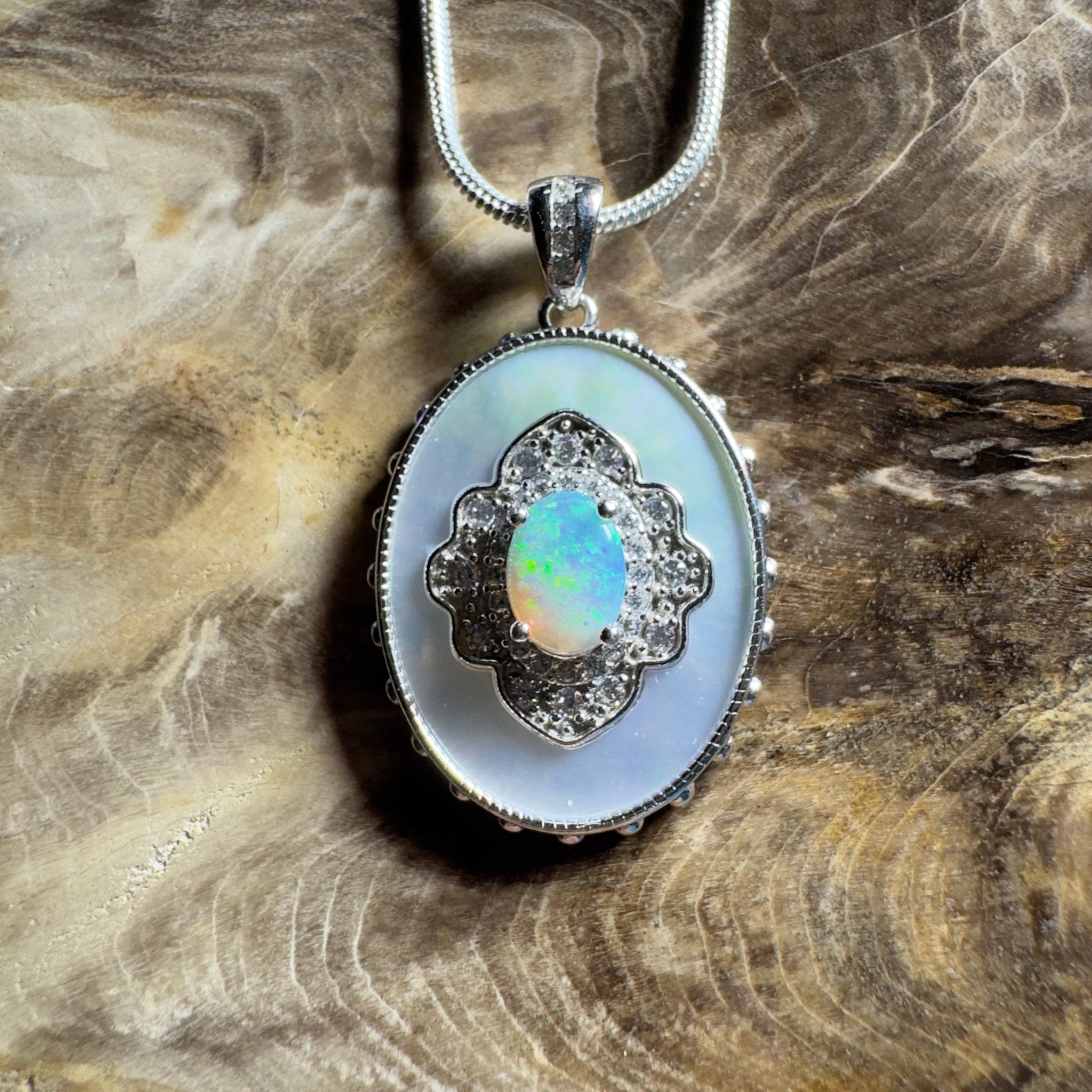 The Bondi Medallion ~ 0.9ct Lightning Ridge Opal 925 Silver Pendant