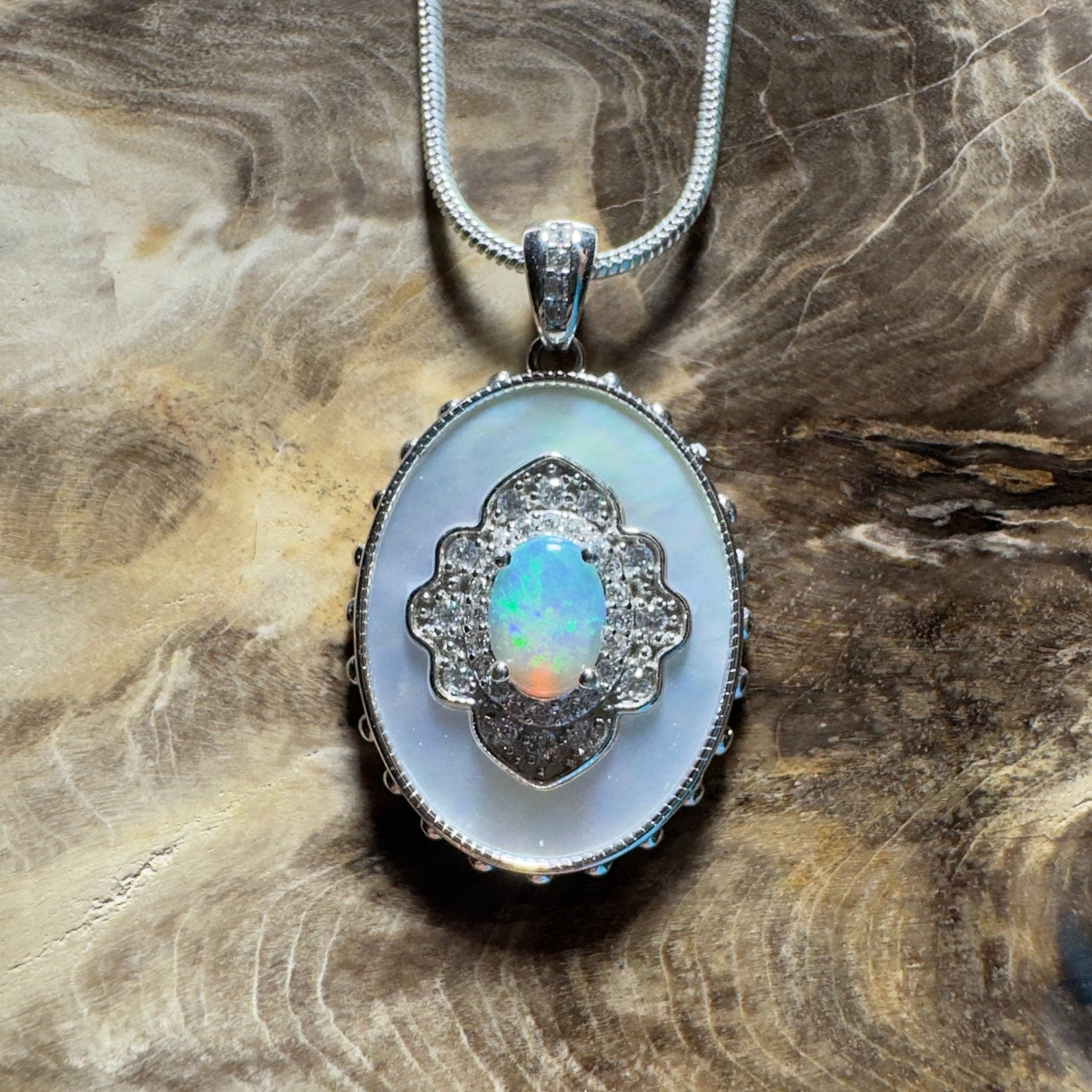 The Bondi Medallion ~ 0.9ct Lightning Ridge Opal 925 Silver Pendant