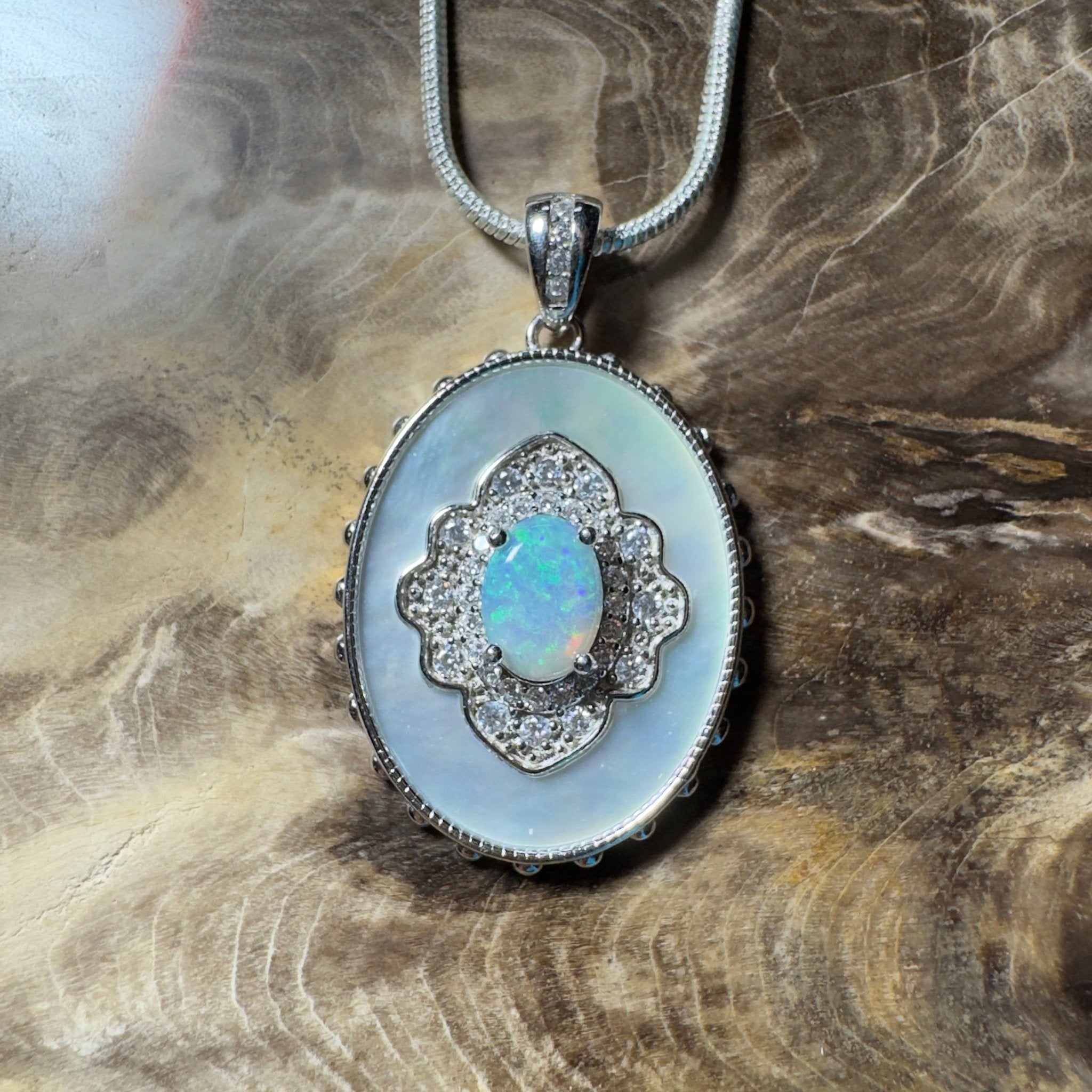 The Bondi Medallion ~ 0.9ct Lightning Ridge Opal 925 Silver Pendant