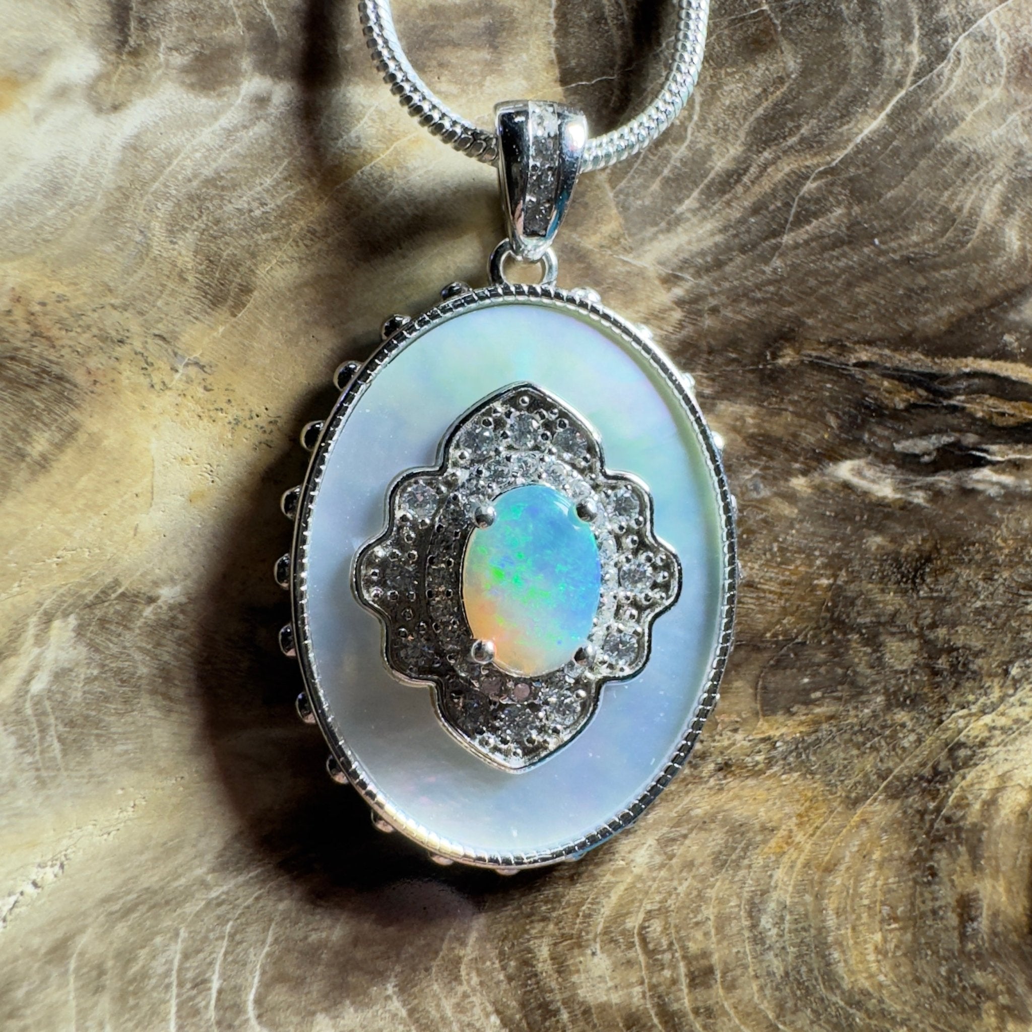 The Bondi Medallion ~ 0.9ct Lightning Ridge Opal 925 Silver Pendant