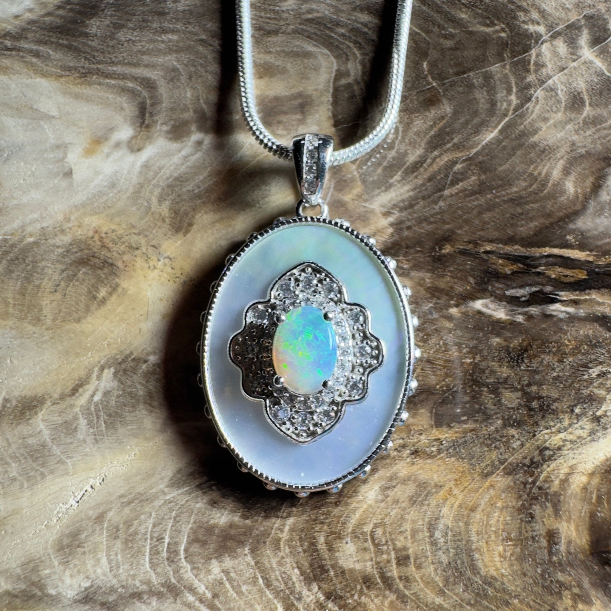 The Bondi Medallion ~ 0.9ct Lightning Ridge Opal 925 Silver Pendant