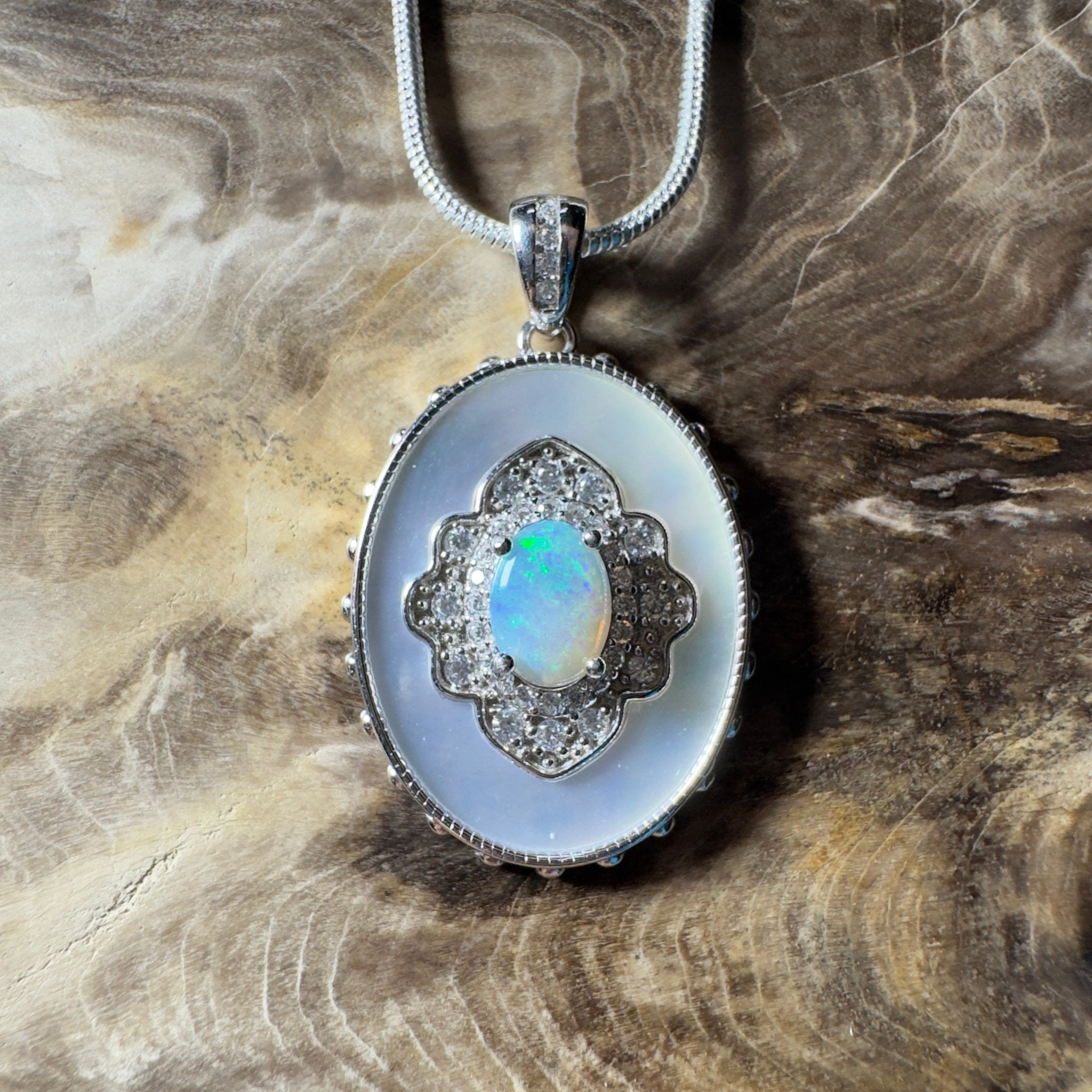 The Bondi Medallion ~ 0.9ct Lightning Ridge Opal 925 Silver Pendant