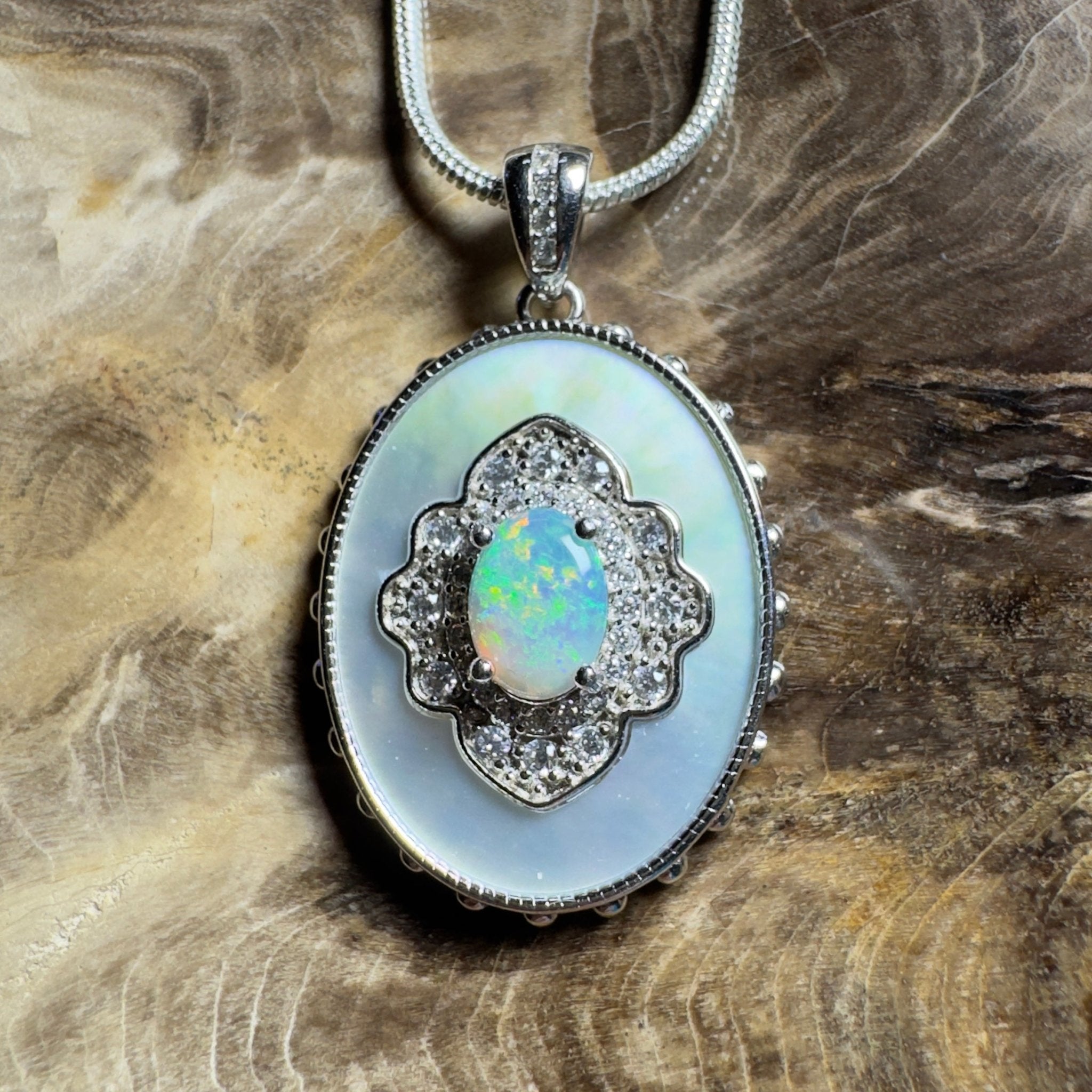 The Bondi Medallion ~ 0.9ct Lightning Ridge Opal 925 Silver Pendant