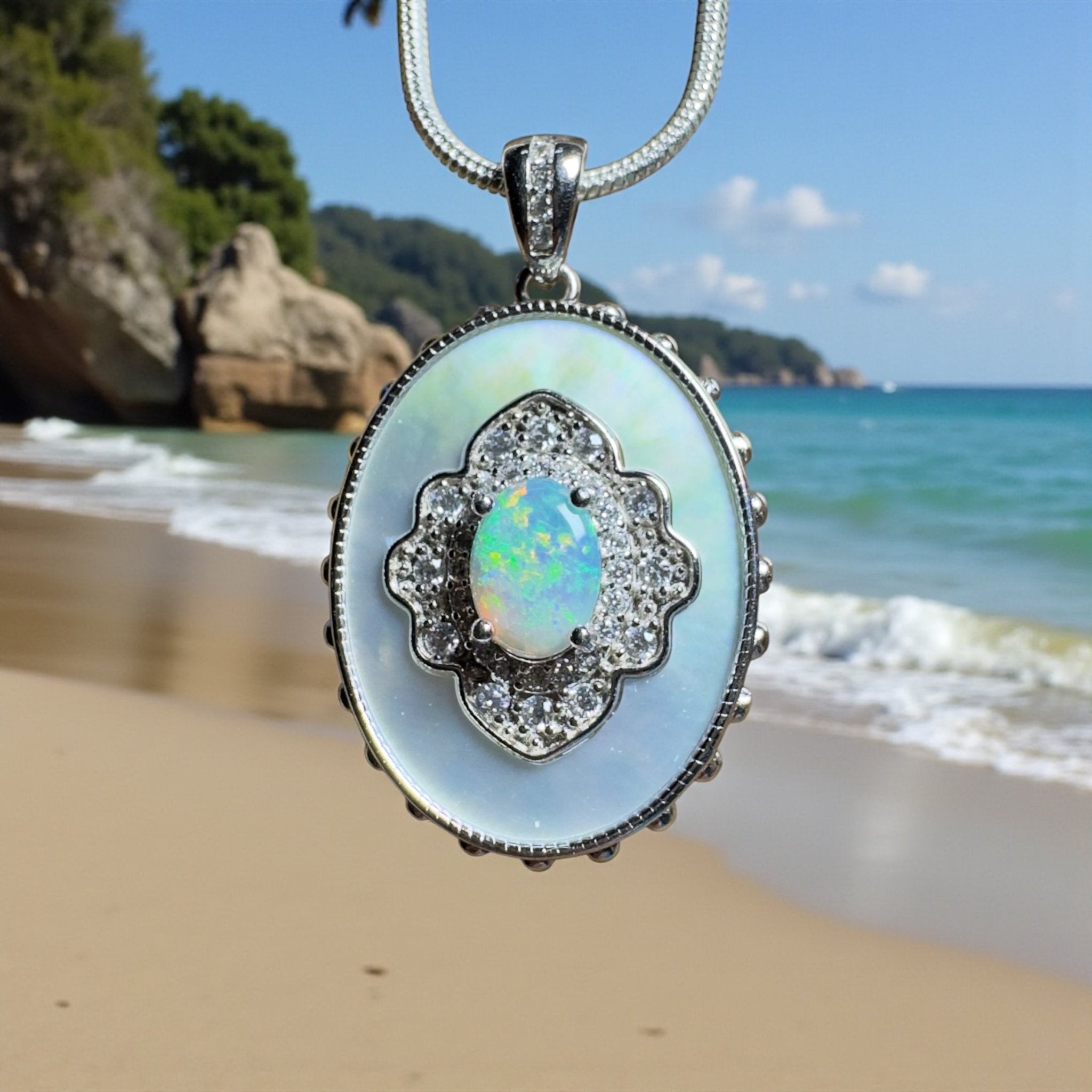 The Bondi Medallion ~ 0.9ct Lightning Ridge Opal 925 Silver Pendant