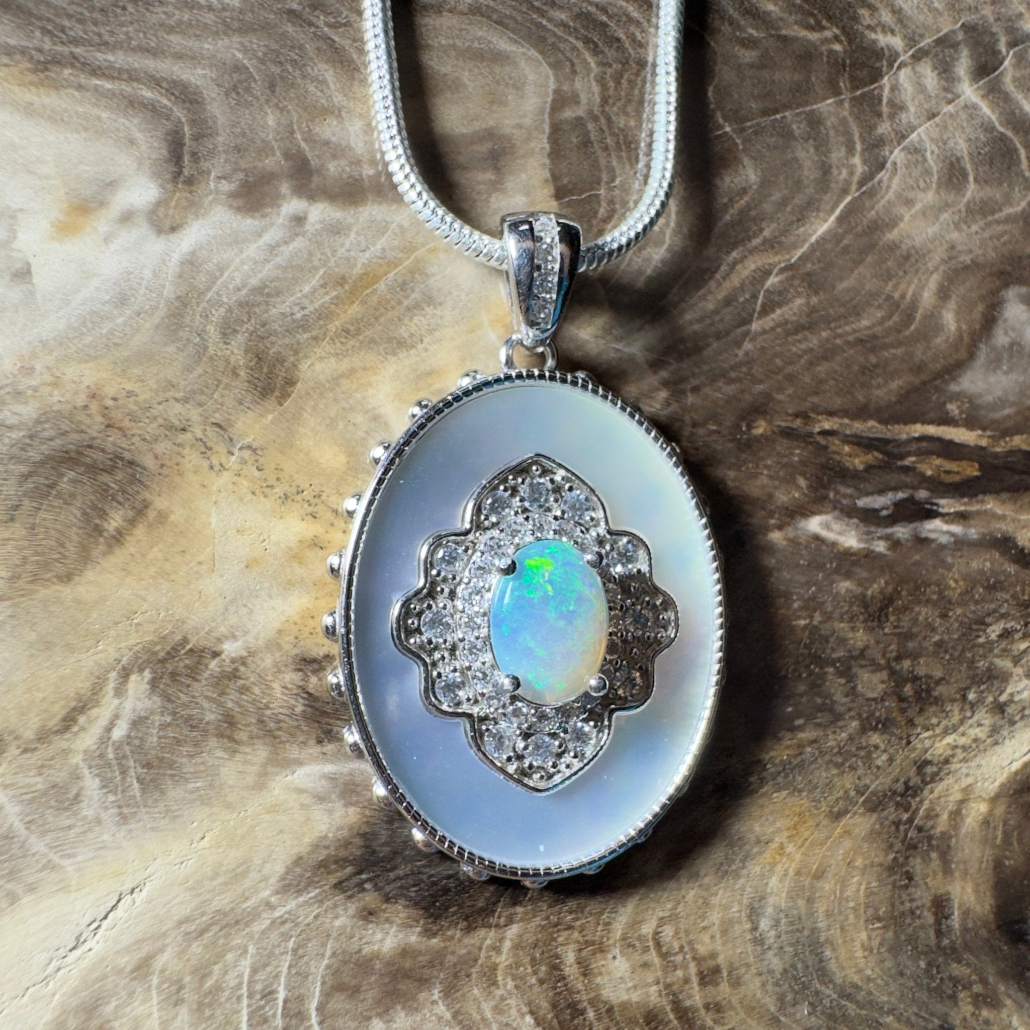 The Bondi Medallion ~ 0.9ct Lightning Ridge Opal 925 Silver Pendant