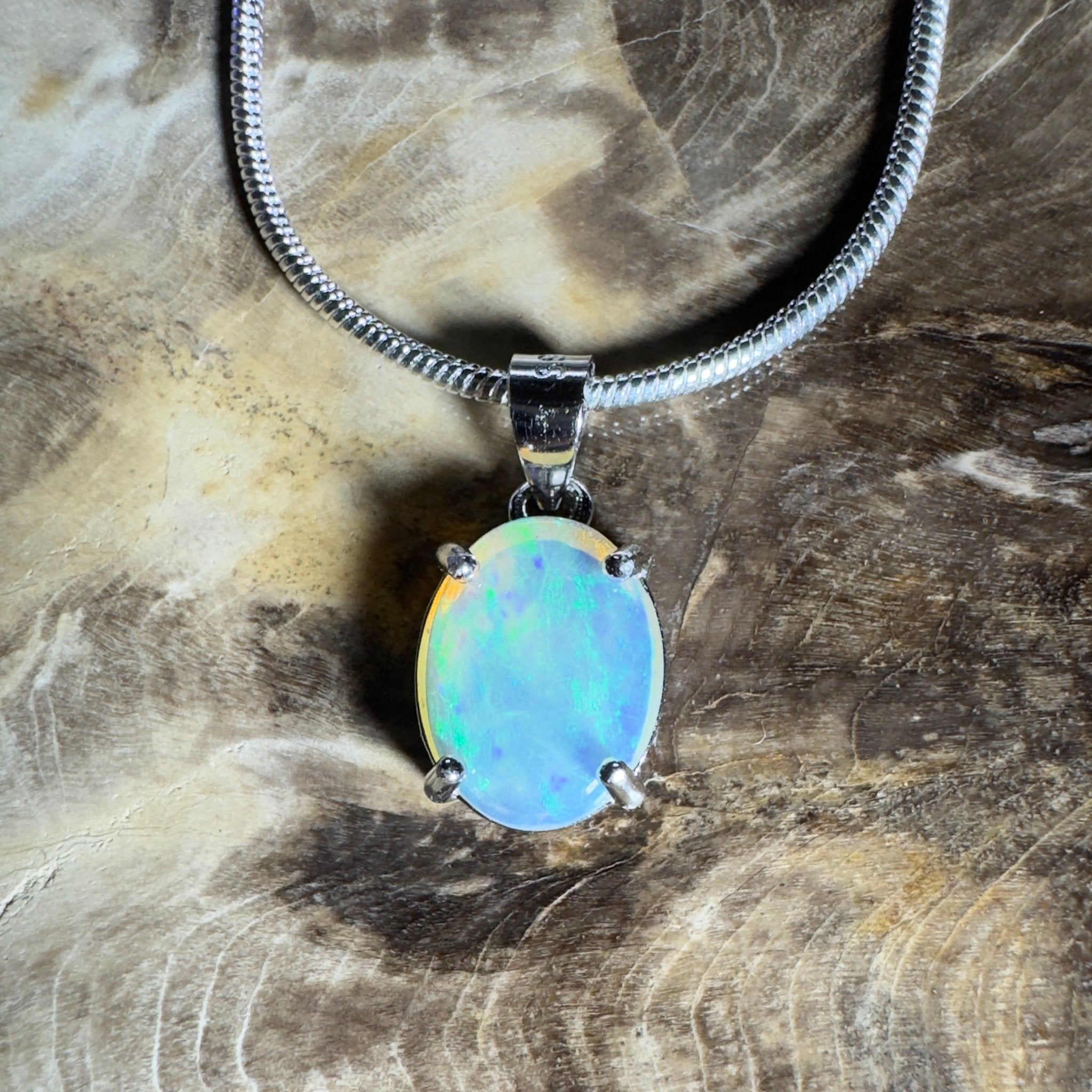 The Bungle Bungle Twist ~ 1ct Lightning Ridge Crystal Opal 925 Silver Pendant