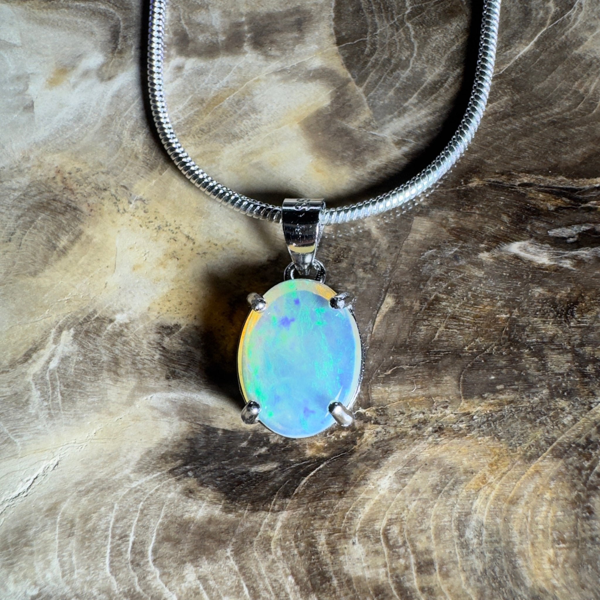 The Bungle Bungle Twist ~ 1ct Lightning Ridge Crystal Opal 925 Silver Pendant