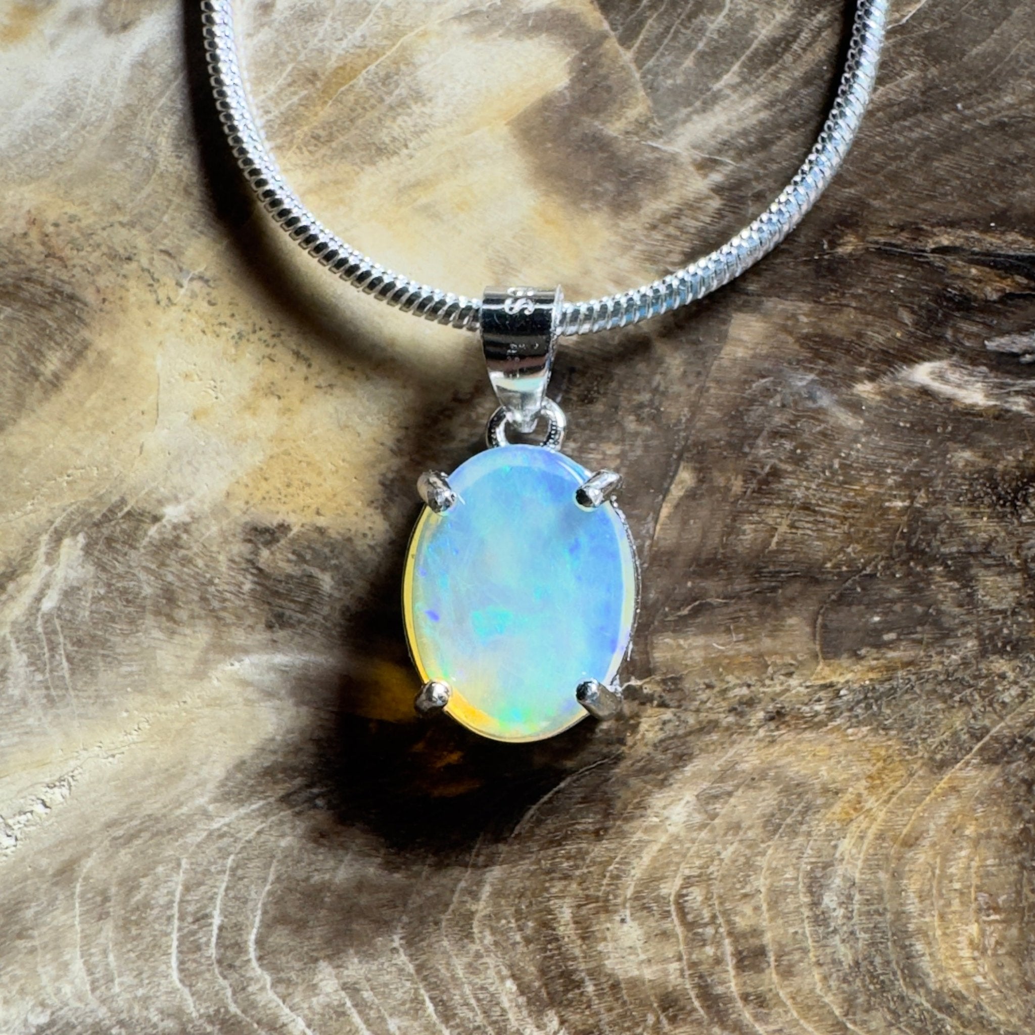 The Bungle Bungle Twist ~ 1ct Lightning Ridge Crystal Opal 925 Silver Pendant