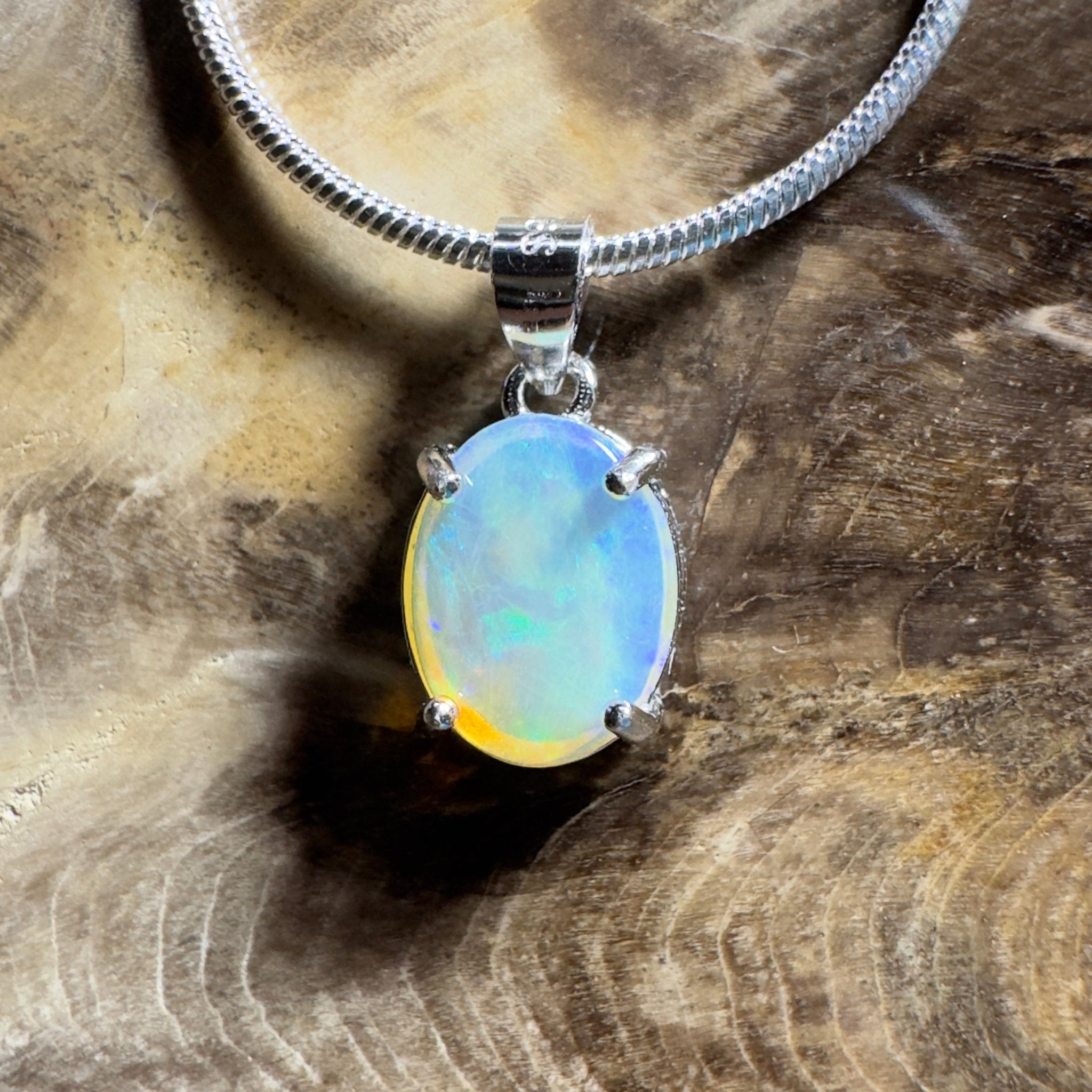 The Bungle Bungle Twist ~ 1ct Lightning Ridge Crystal Opal 925 Silver Pendant