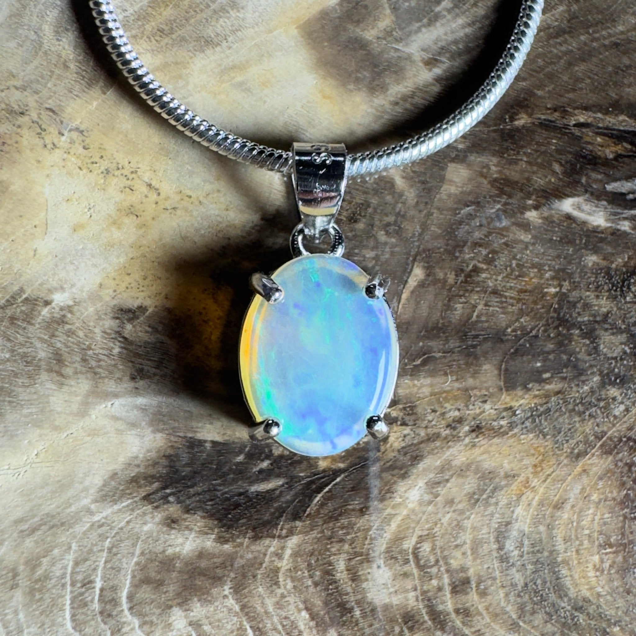 The Bungle Bungle Twist ~ 1ct Lightning Ridge Crystal Opal 925 Silver Pendant