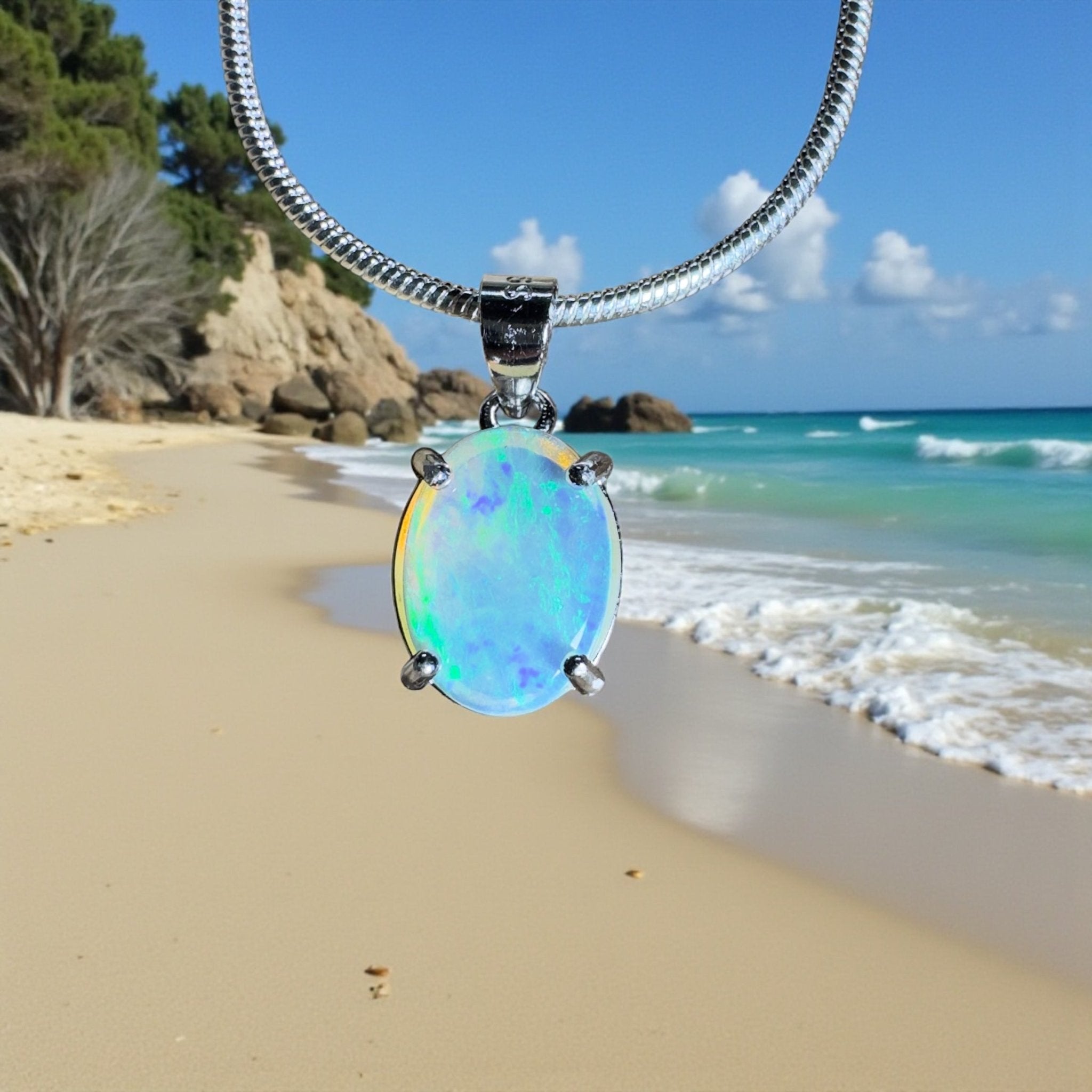 The Bungle Bungle Twist ~ 1ct Lightning Ridge Crystal Opal 925 Silver Pendant