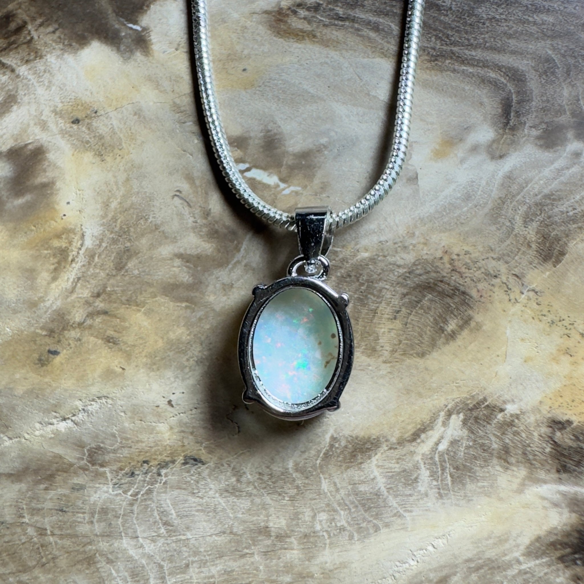 The Flinders Solitaire ~ 1.1ct Coober Pedy Opal 925 Silver Pendant