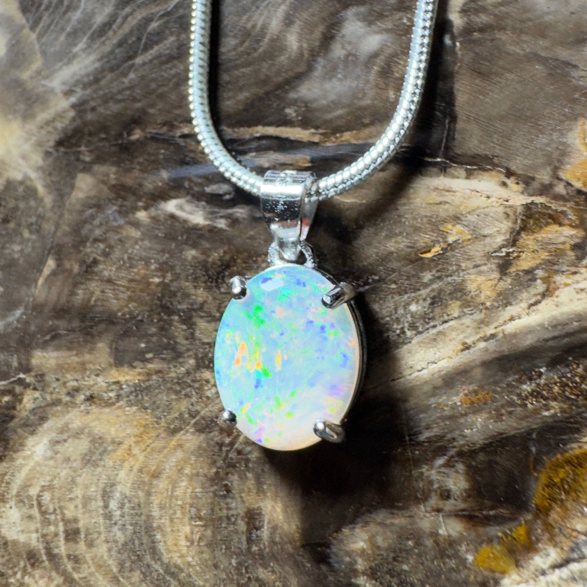 The Flinders Solitaire ~ 1.1ct Coober Pedy Opal 925 Silver Pendant