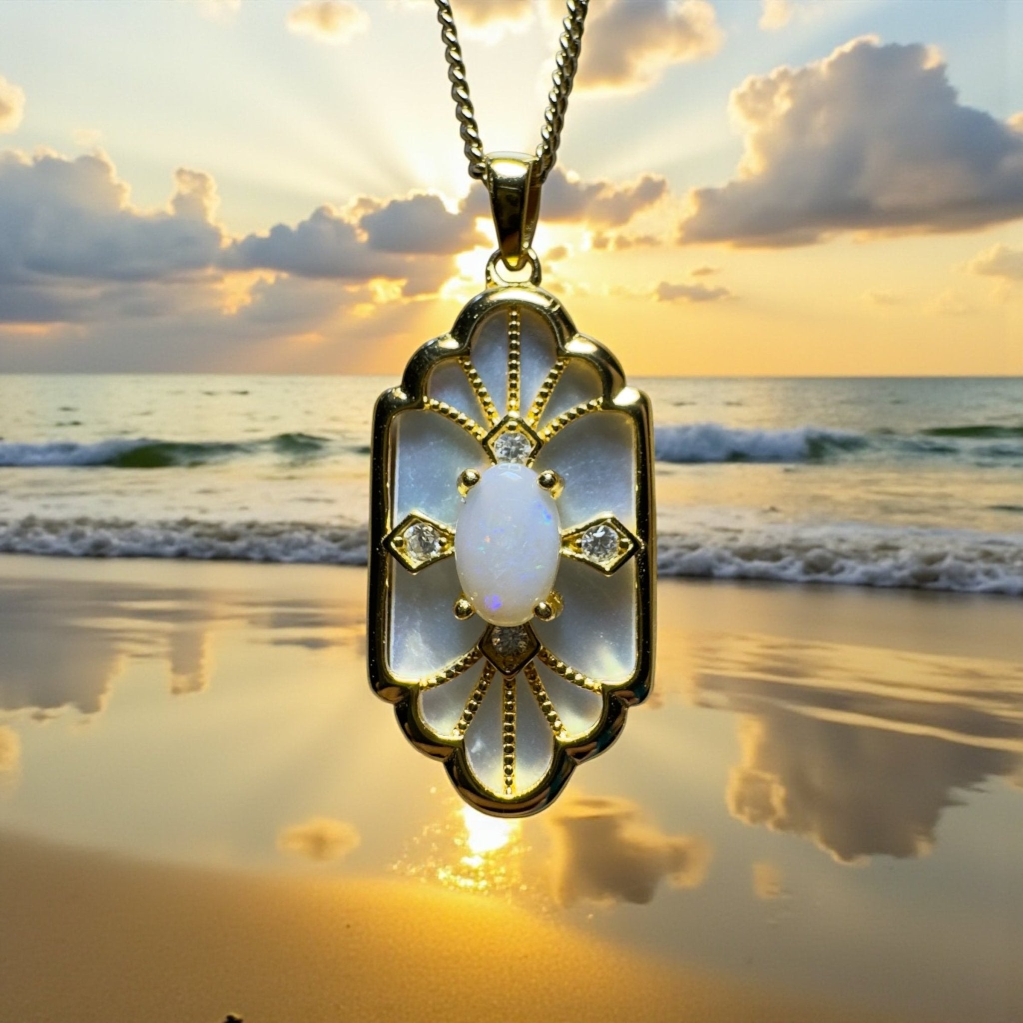 The Glasshouse Glow ~ 0.4ct Solid Coober Pedy Opal Gold Coated 925 Silver Pendant