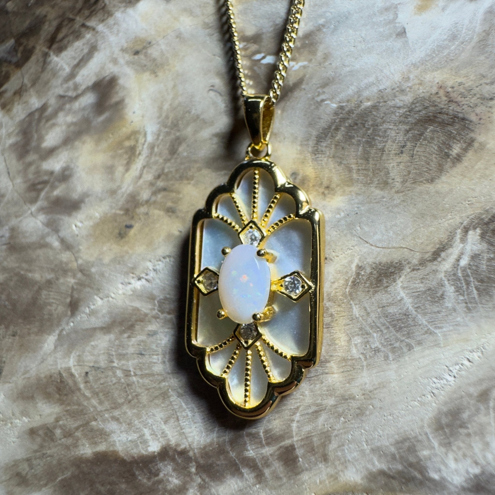 The Glasshouse Glow ~ 0.4ct Solid Coober Pedy Opal Gold Coated 925 Silver Pendant