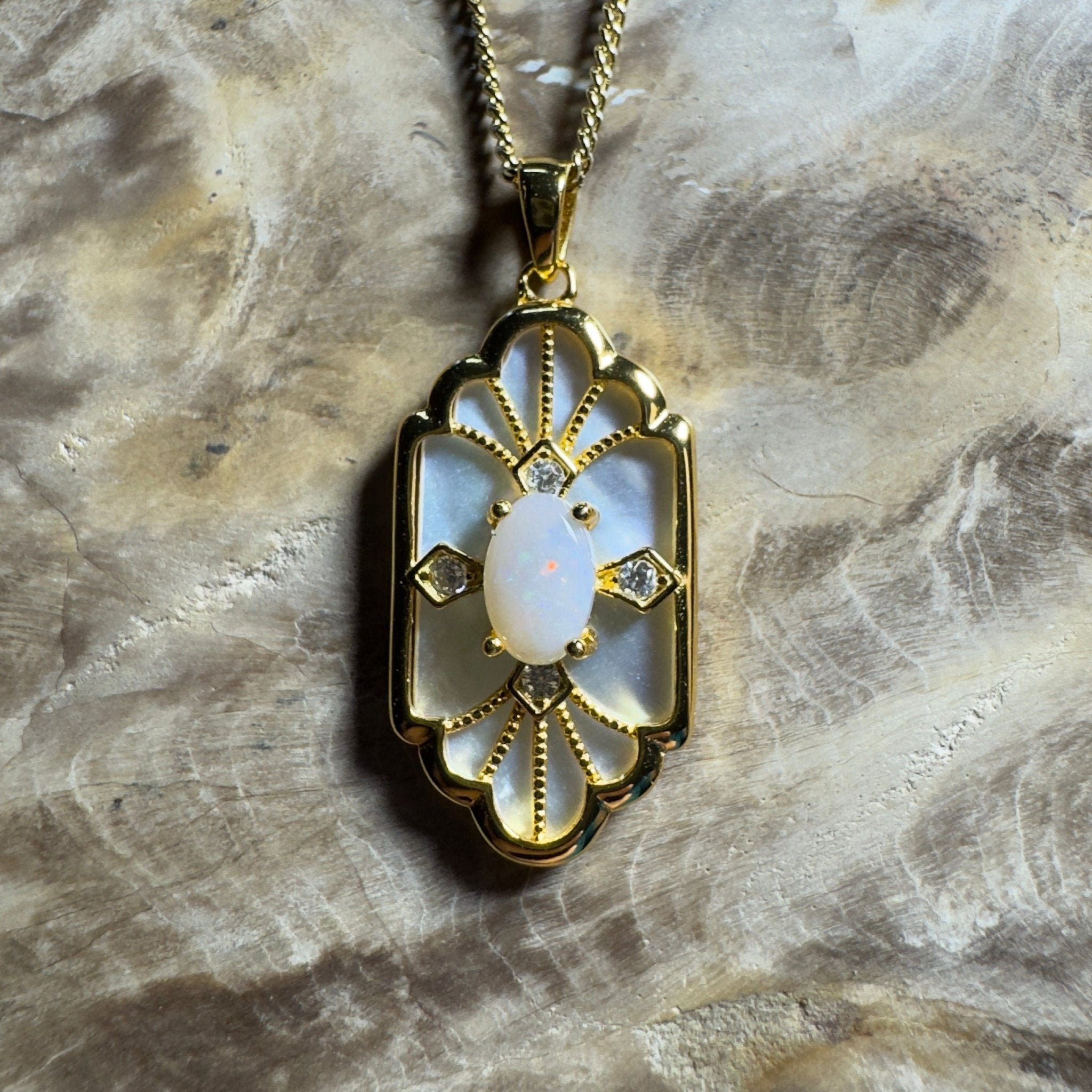 The Glasshouse Glow ~ 0.4ct Solid Coober Pedy Opal Gold Coated 925 Silver Pendant