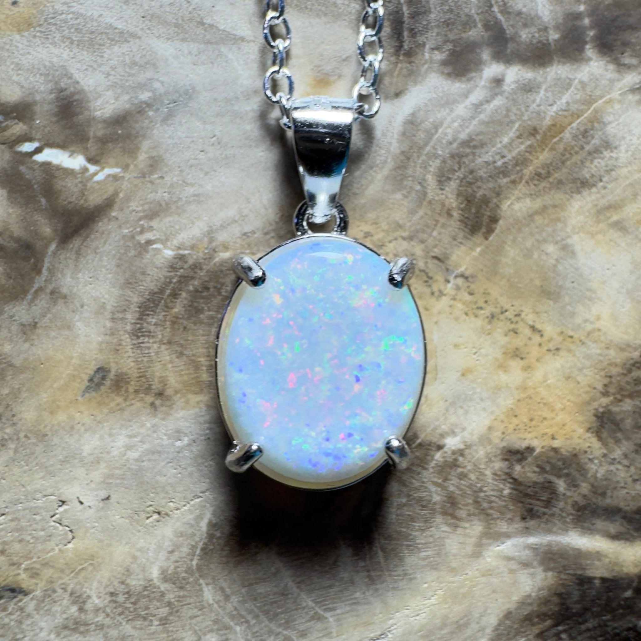 The Great Ocean Road Solitaire ~ 1.6ct Coober Pedy Opal 925 Silver Pendant
