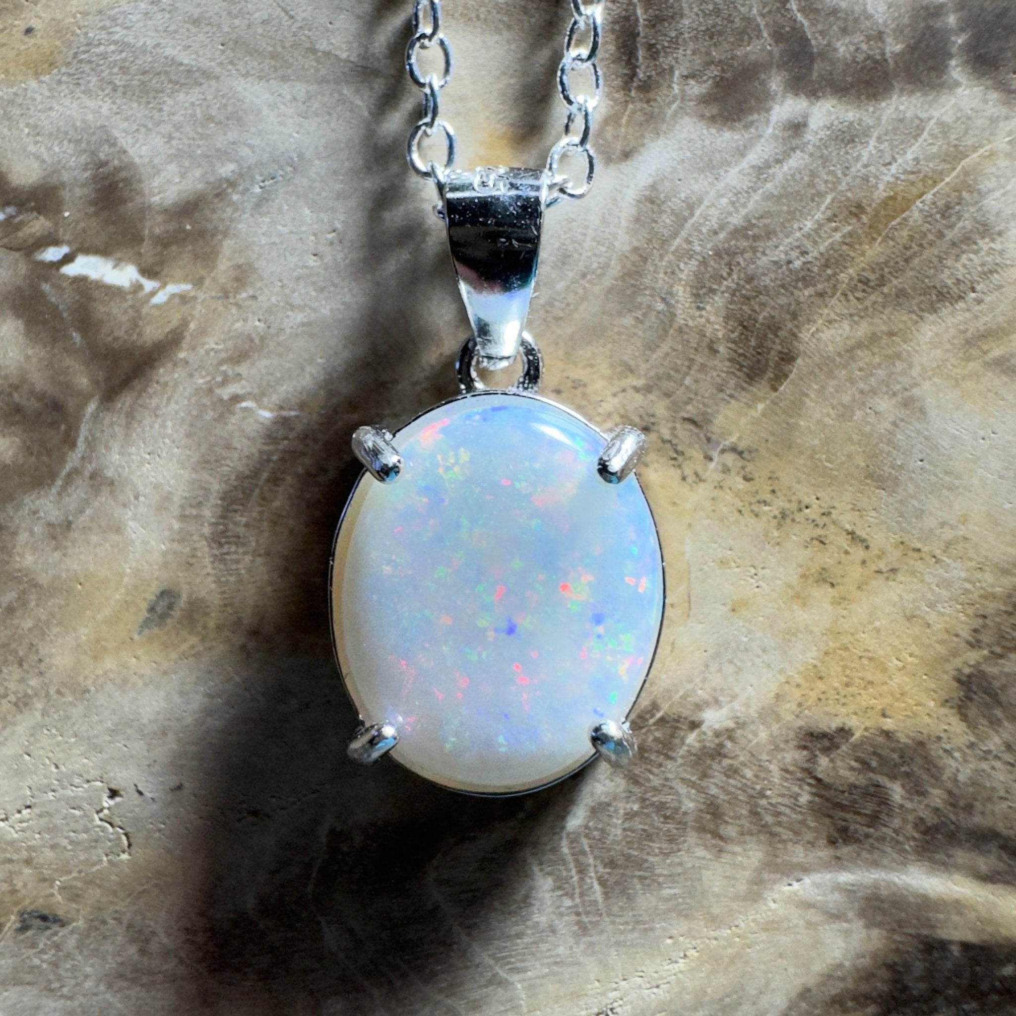 The Great Ocean Road Solitaire ~ 1.6ct Coober Pedy Opal 925 Silver Pendant