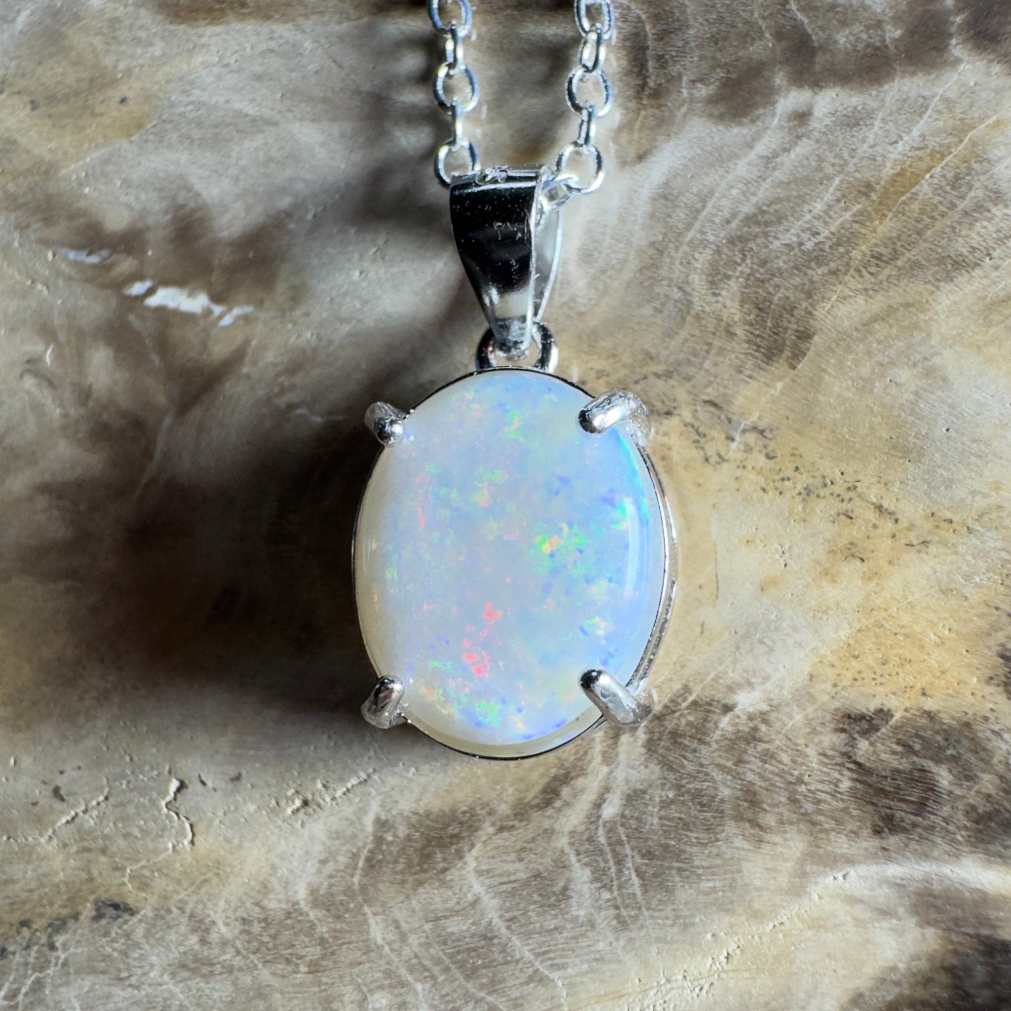 The Great Ocean Road Solitaire ~ 1.6ct Coober Pedy Opal 925 Silver Pendant