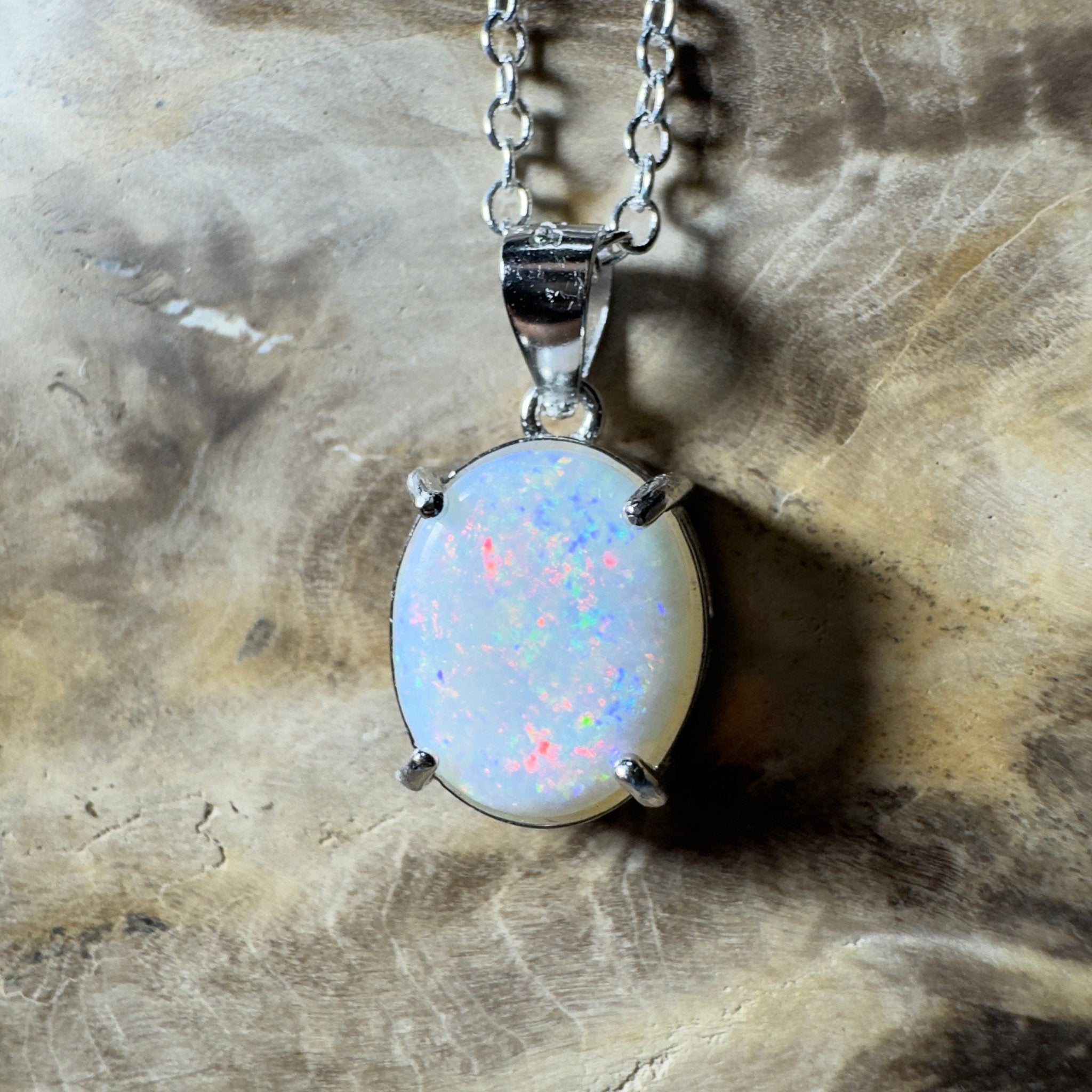 The Great Ocean Road Solitaire ~ 1.6ct Coober Pedy Opal 925 Silver Pendant