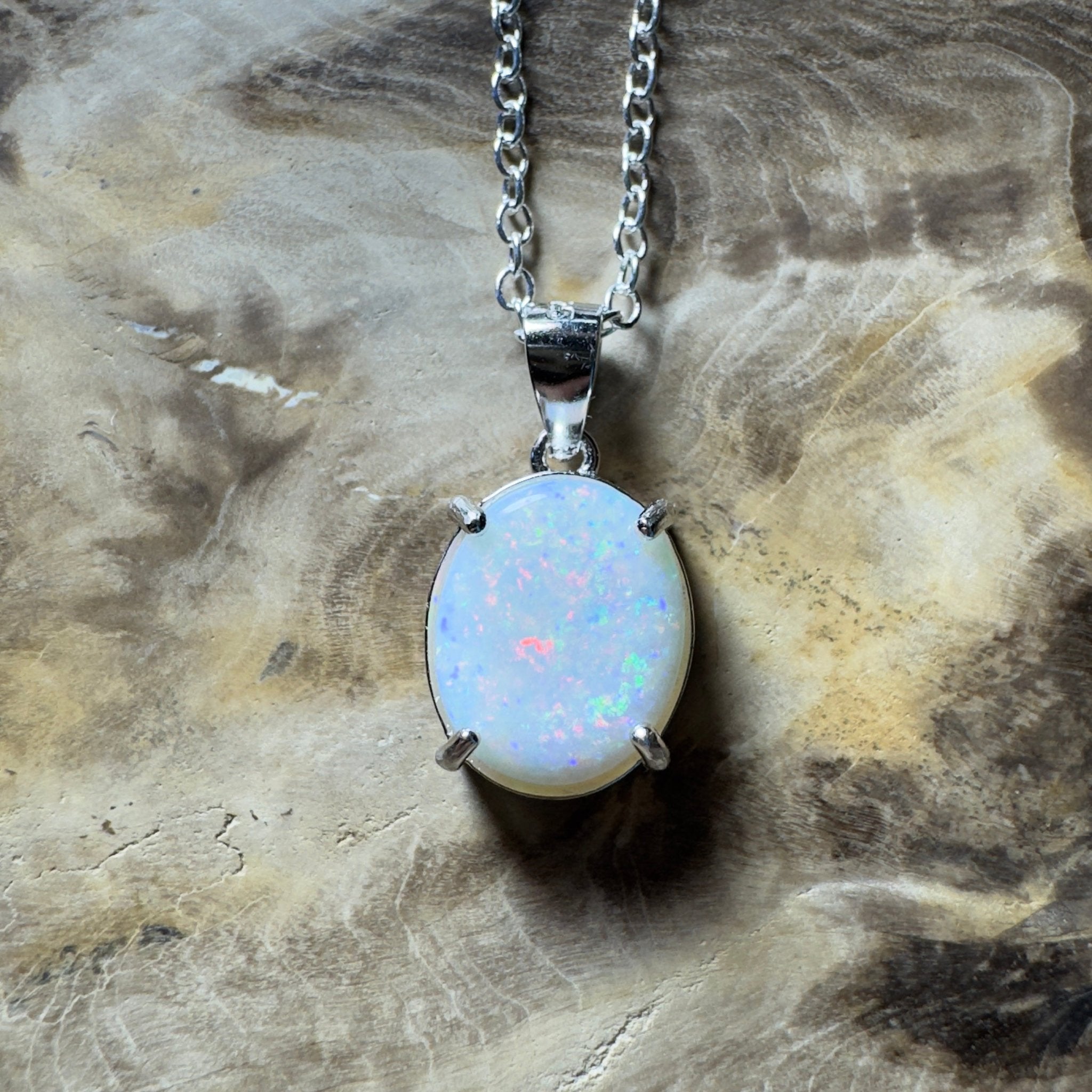 The Great Ocean Road Solitaire ~ 1.6ct Coober Pedy Opal 925 Silver Pendant