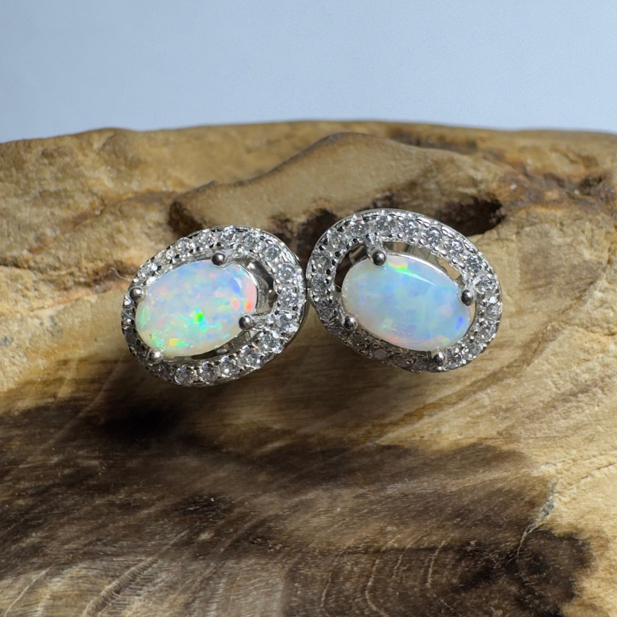 The Hillier Glow ~ 0.7ct Coober Pedy Opal Sterling Silver Earrings