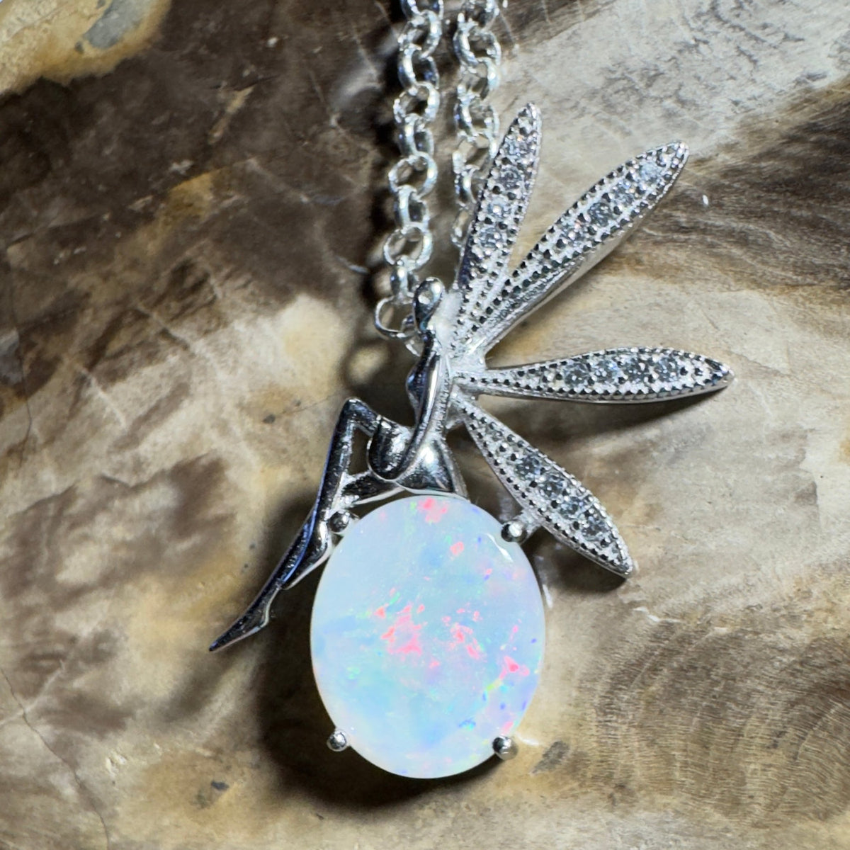 The Kakadu Fairy ~ 2ct Coober Pedy Opal 925 Silver Pendant
