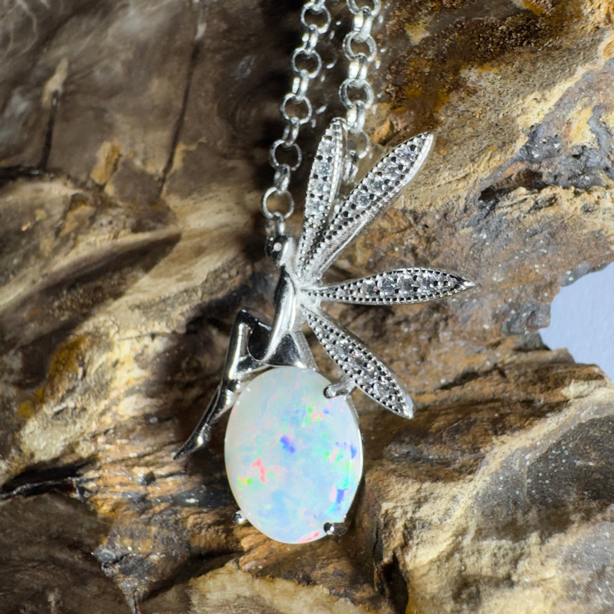 The Kakadu Fairy ~ 2ct Coober Pedy Opal 925 Silver Pendant
