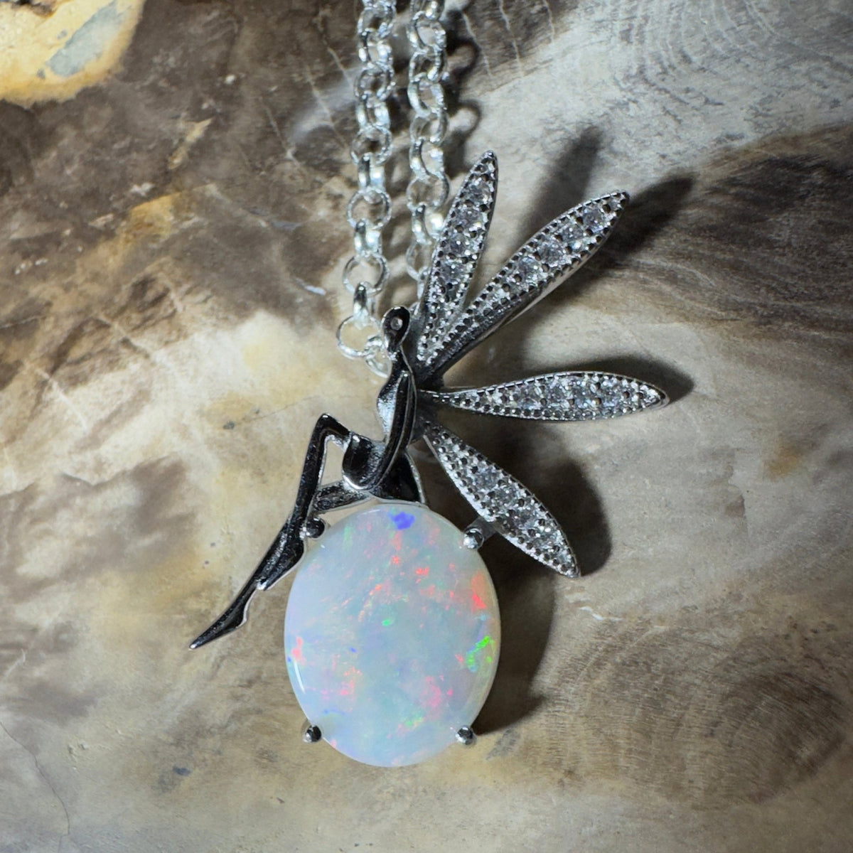 The Kakadu Fairy ~ 2ct Coober Pedy Opal 925 Silver Pendant