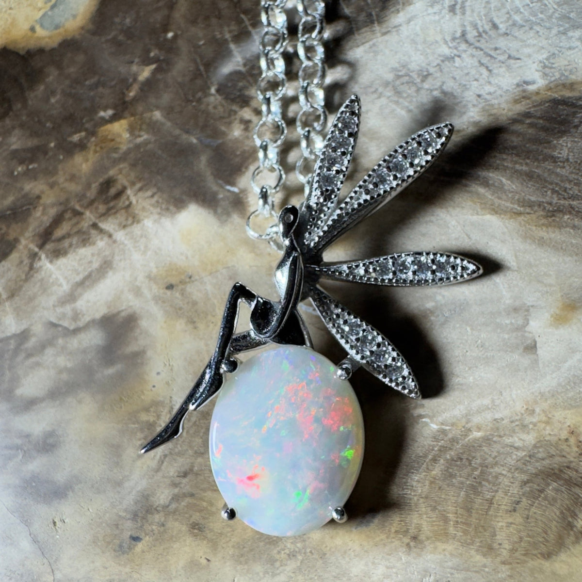 The Kakadu Fairy ~ 2ct Coober Pedy Opal 925 Silver Pendant