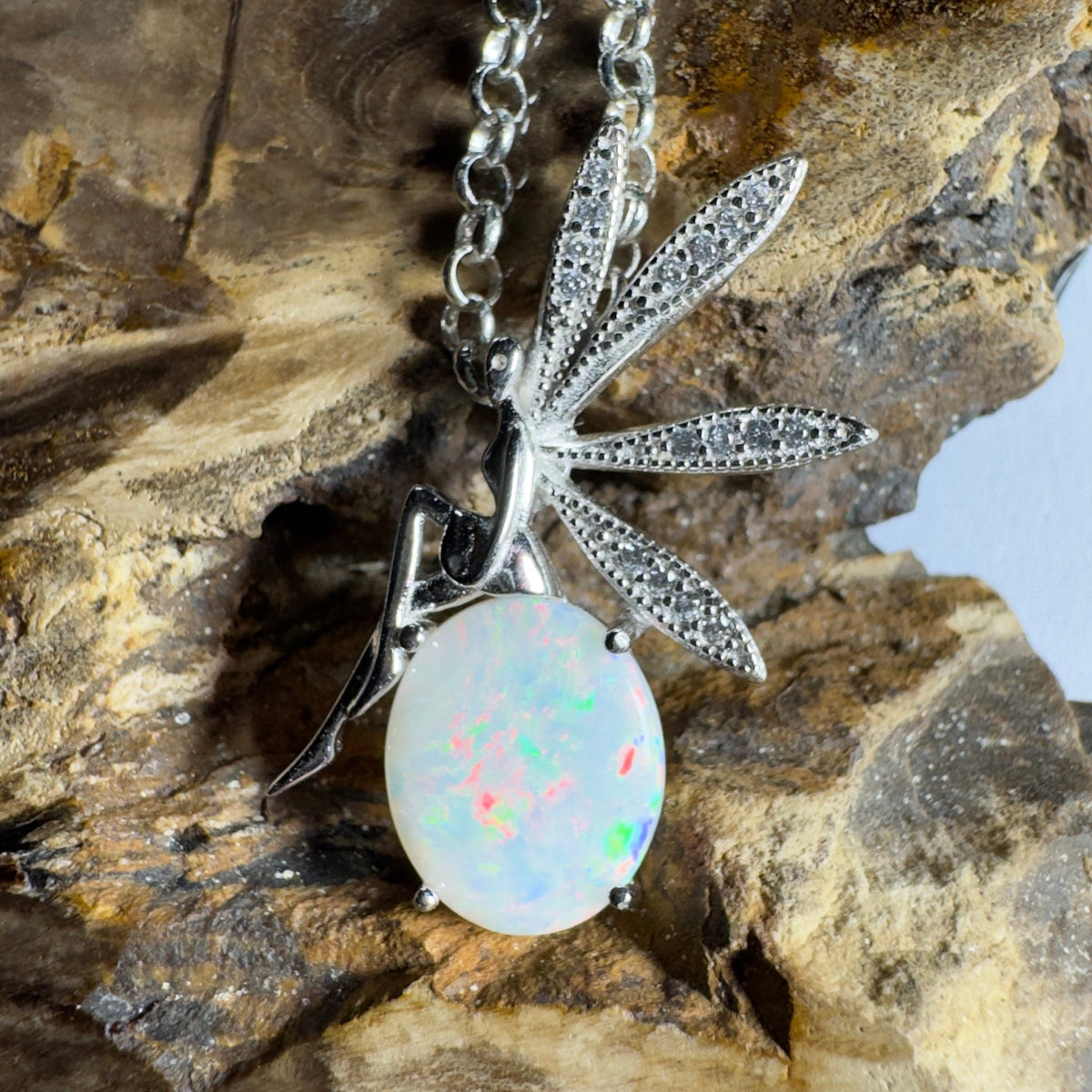 The Kakadu Fairy ~ 2ct Coober Pedy Opal 925 Silver Pendant