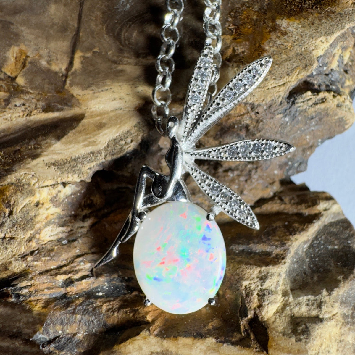 The Kakadu Fairy ~ 2ct Coober Pedy Opal 925 Silver Pendant