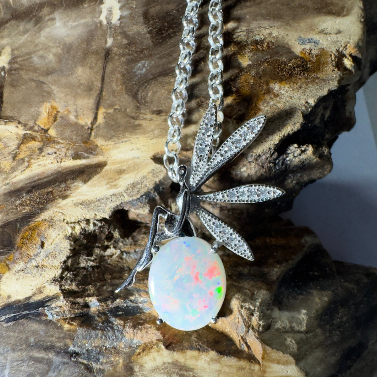 The Kakadu Fairy ~ 2ct Coober Pedy Opal 925 Silver Pendant