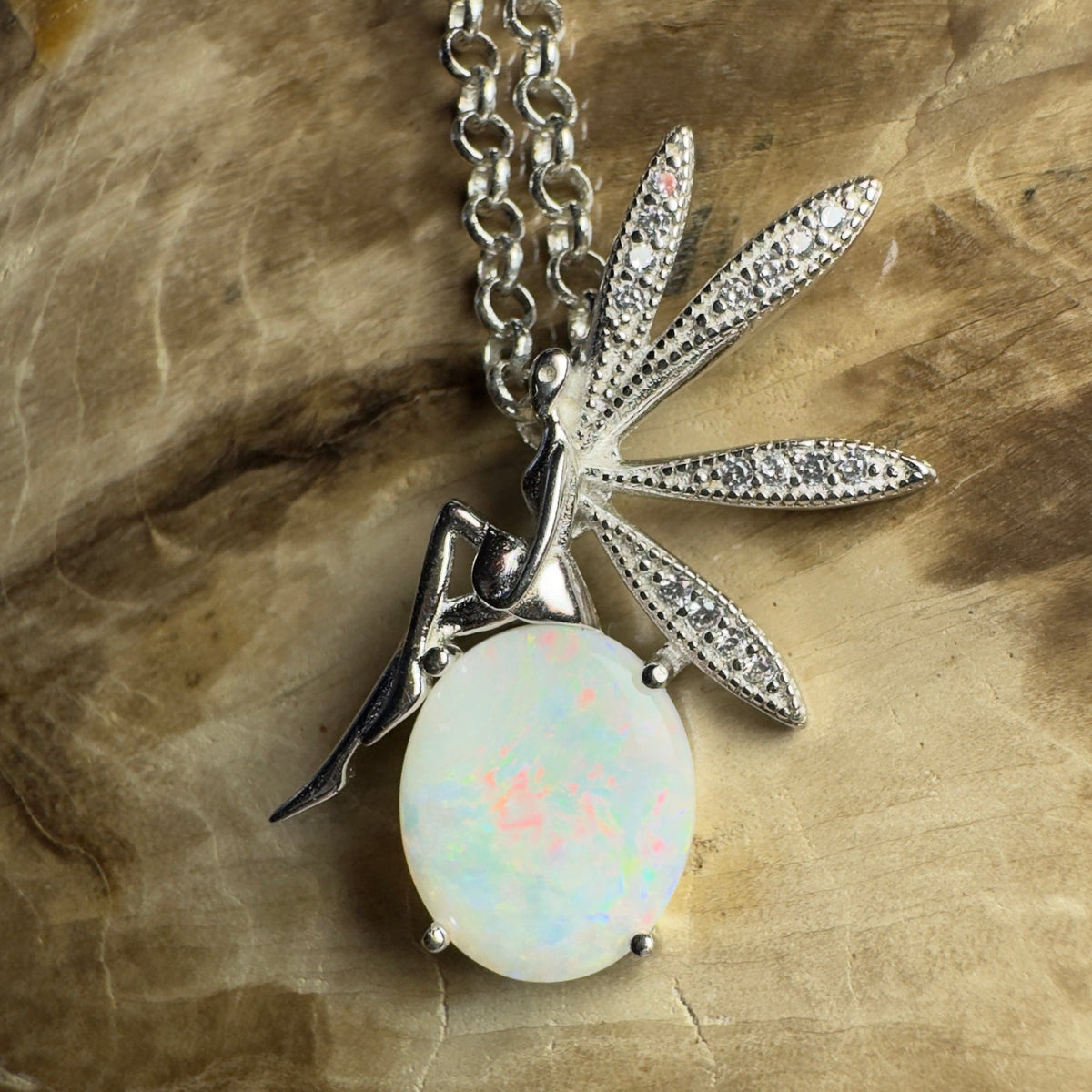 The Kakadu Fairy ~ 2ct Coober Pedy Opal 925 Silver Pendant