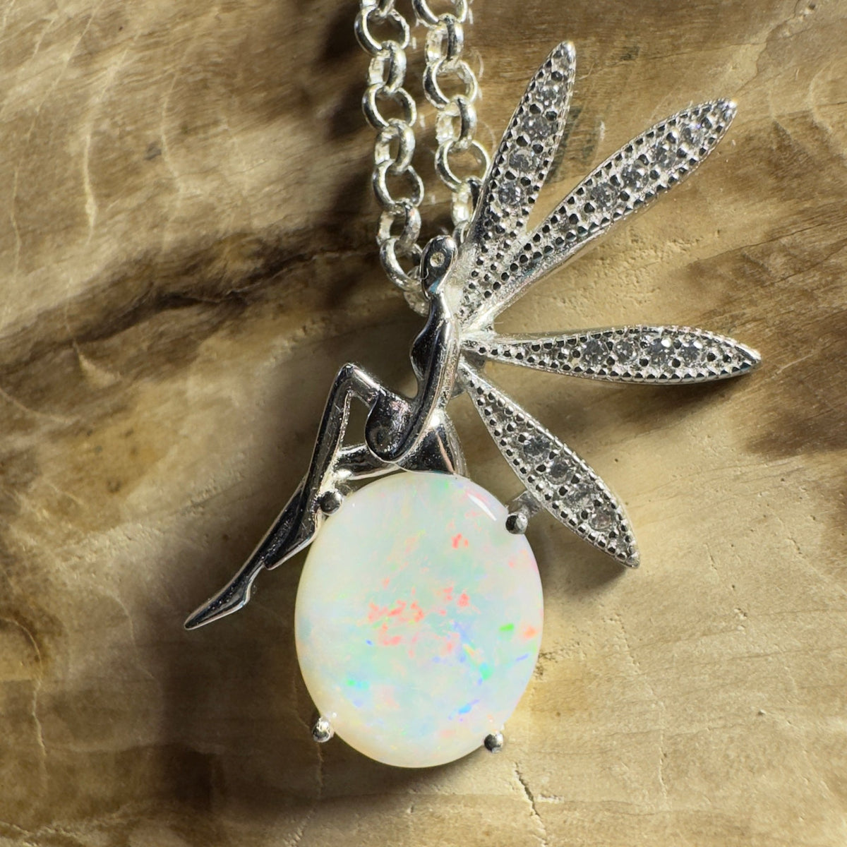 The Kakadu Fairy ~ 2ct Coober Pedy Opal 925 Silver Pendant