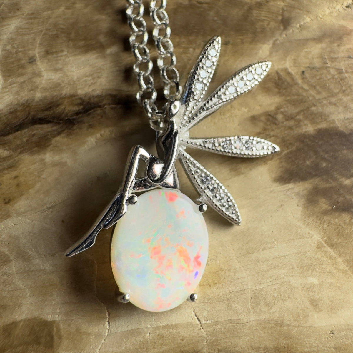 The Kakadu Fairy ~ 2ct Coober Pedy Opal 925 Silver Pendant
