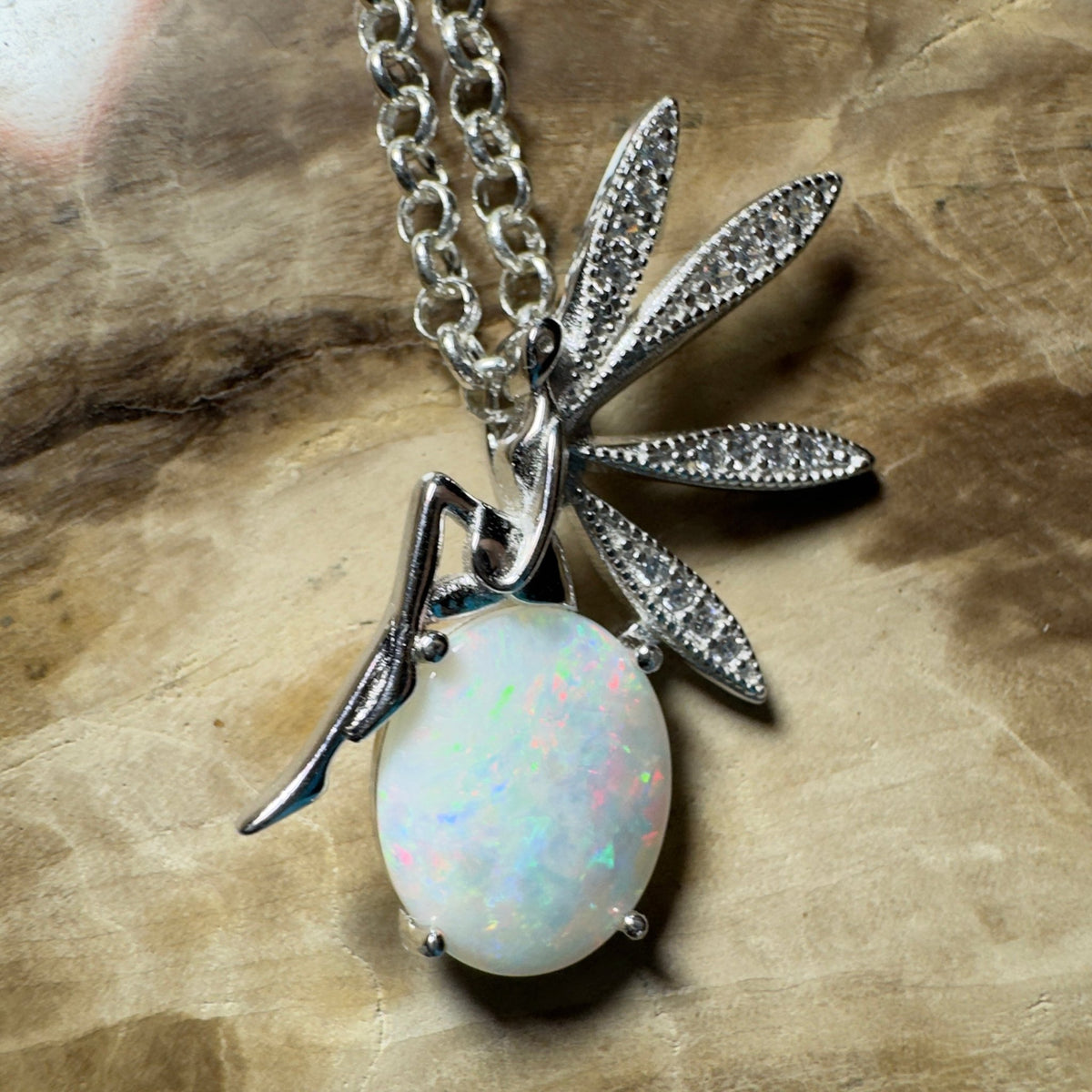 The Kakadu Fairy ~ 2ct Coober Pedy Opal 925 Silver Pendant