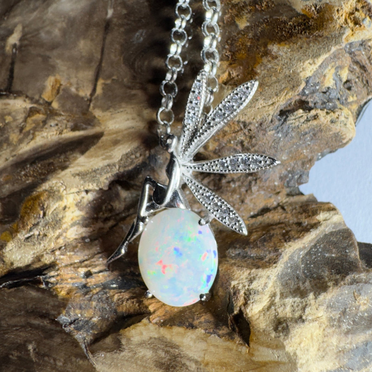 The Kakadu Fairy ~ 2ct Coober Pedy Opal 925 Silver Pendant