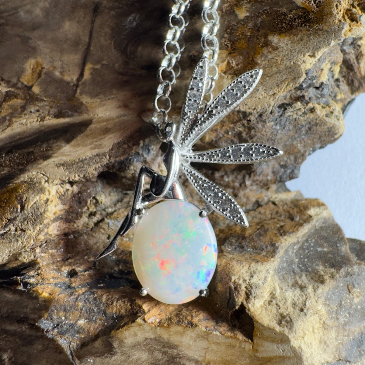 The Kakadu Fairy ~ 2ct Coober Pedy Opal 925 Silver Pendant