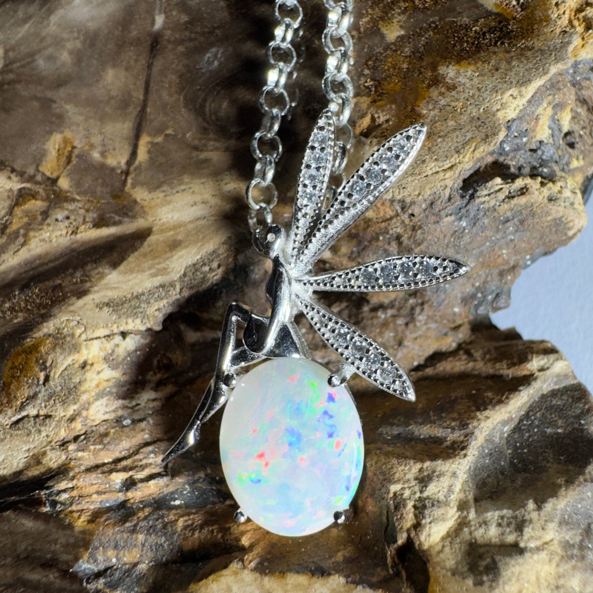 The Kakadu Fairy ~ 2ct Coober Pedy Opal 925 Silver Pendant
