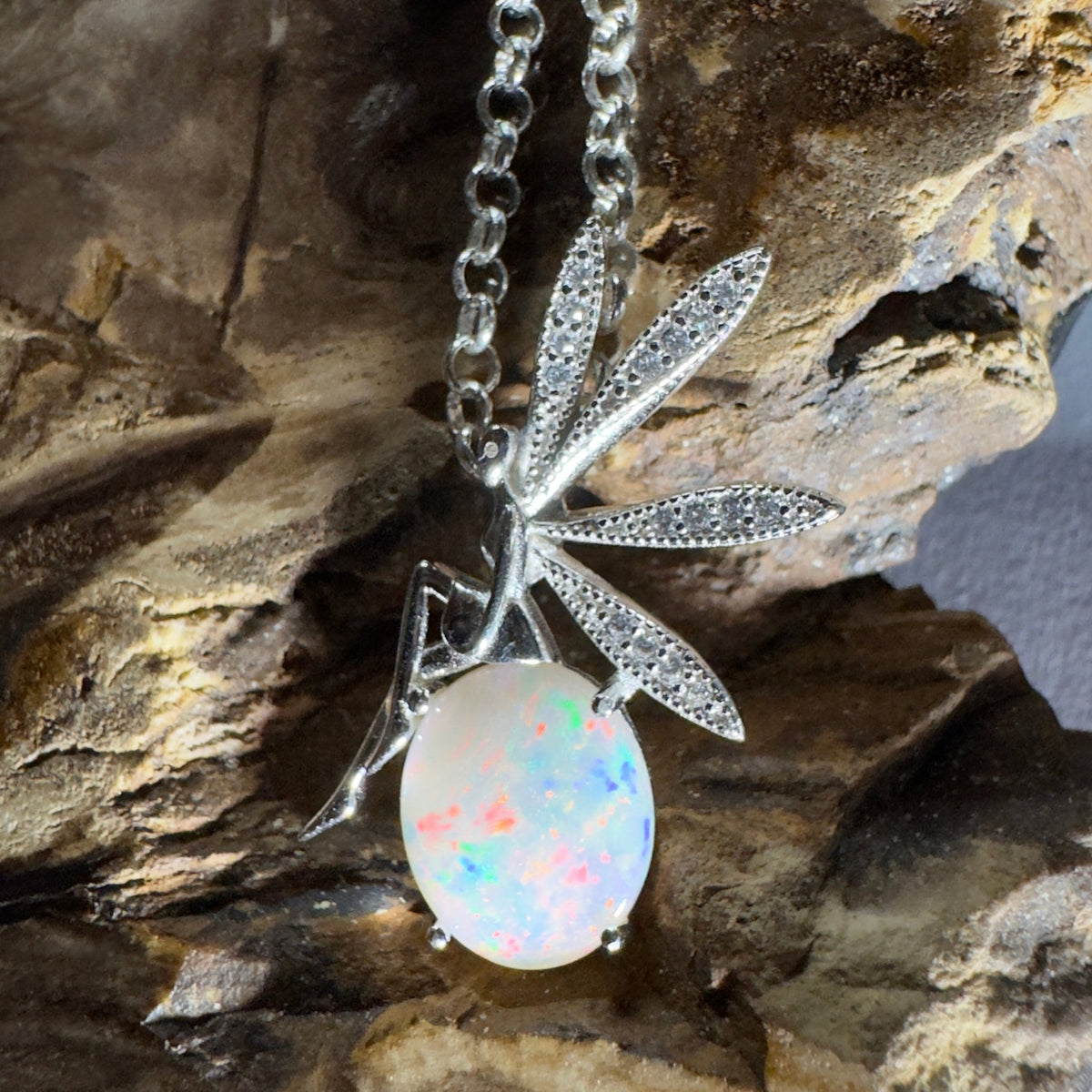 The Kakadu Fairy ~ 2ct Coober Pedy Opal 925 Silver Pendant