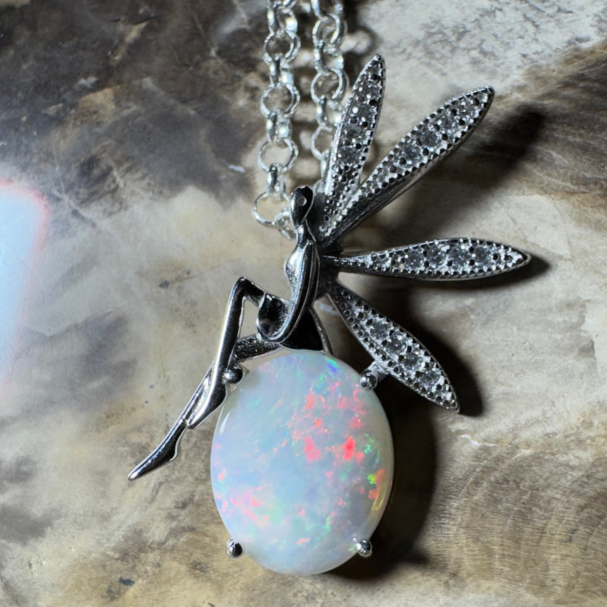 The Kakadu Fairy ~ 2ct Coober Pedy Opal 925 Silver Pendant