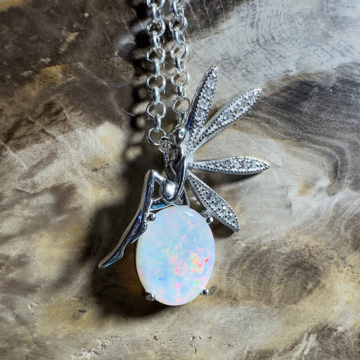 The Kakadu Fairy ~ 2ct Coober Pedy Opal 925 Silver Pendant