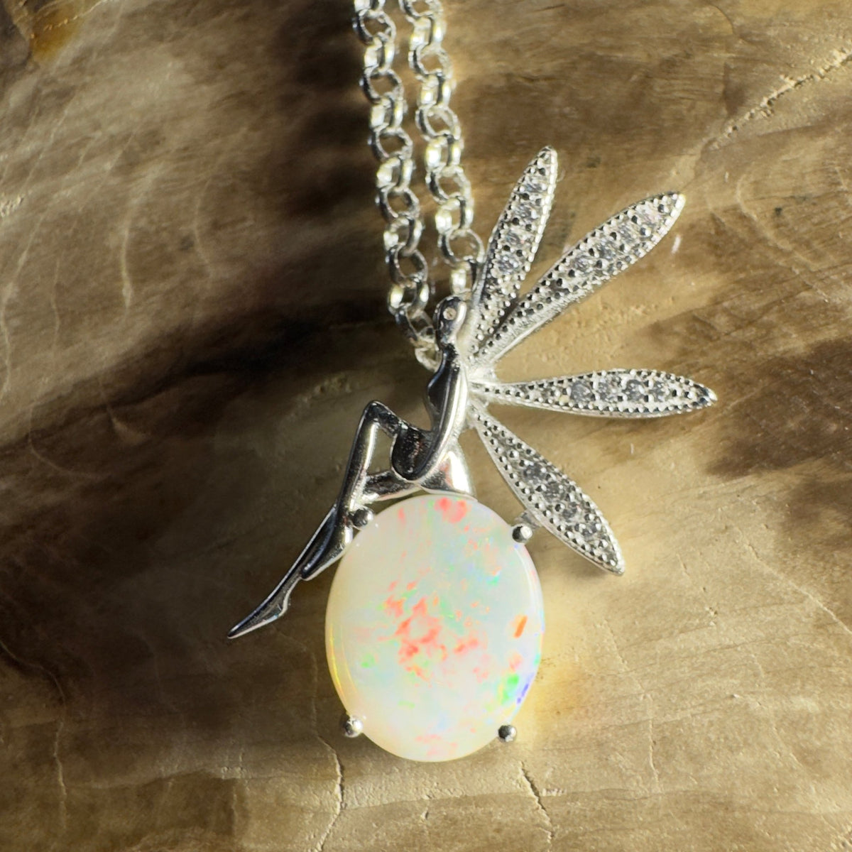 The Kakadu Fairy ~ 2ct Coober Pedy Opal 925 Silver Pendant