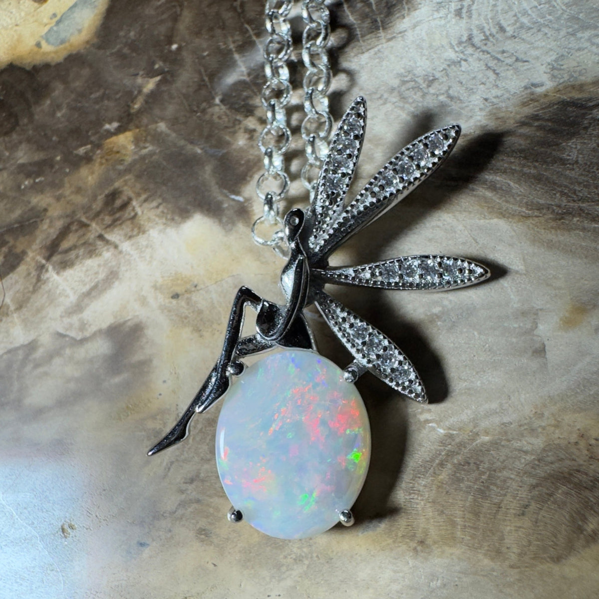 The Kakadu Fairy ~ 2ct Coober Pedy Opal 925 Silver Pendant