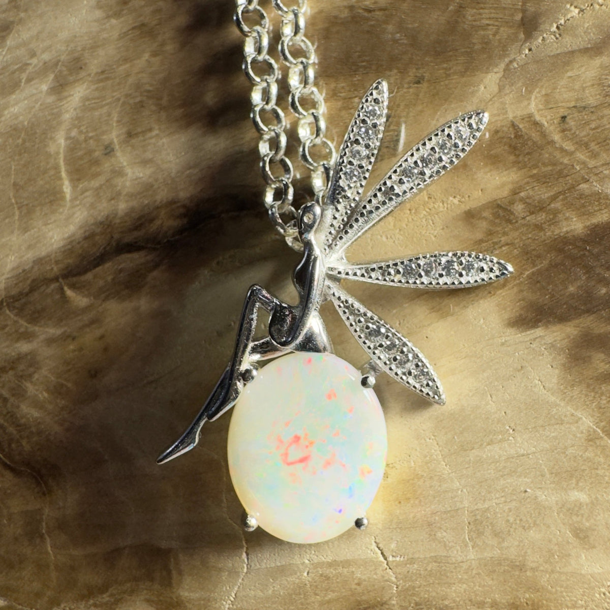 The Kakadu Fairy ~ 2ct Coober Pedy Opal 925 Silver Pendant
