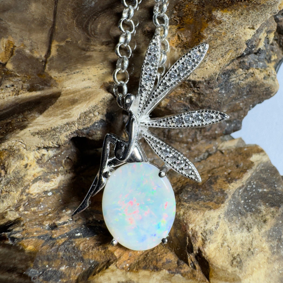 The Kakadu Fairy ~ 2ct Coober Pedy Opal 925 Silver Pendant