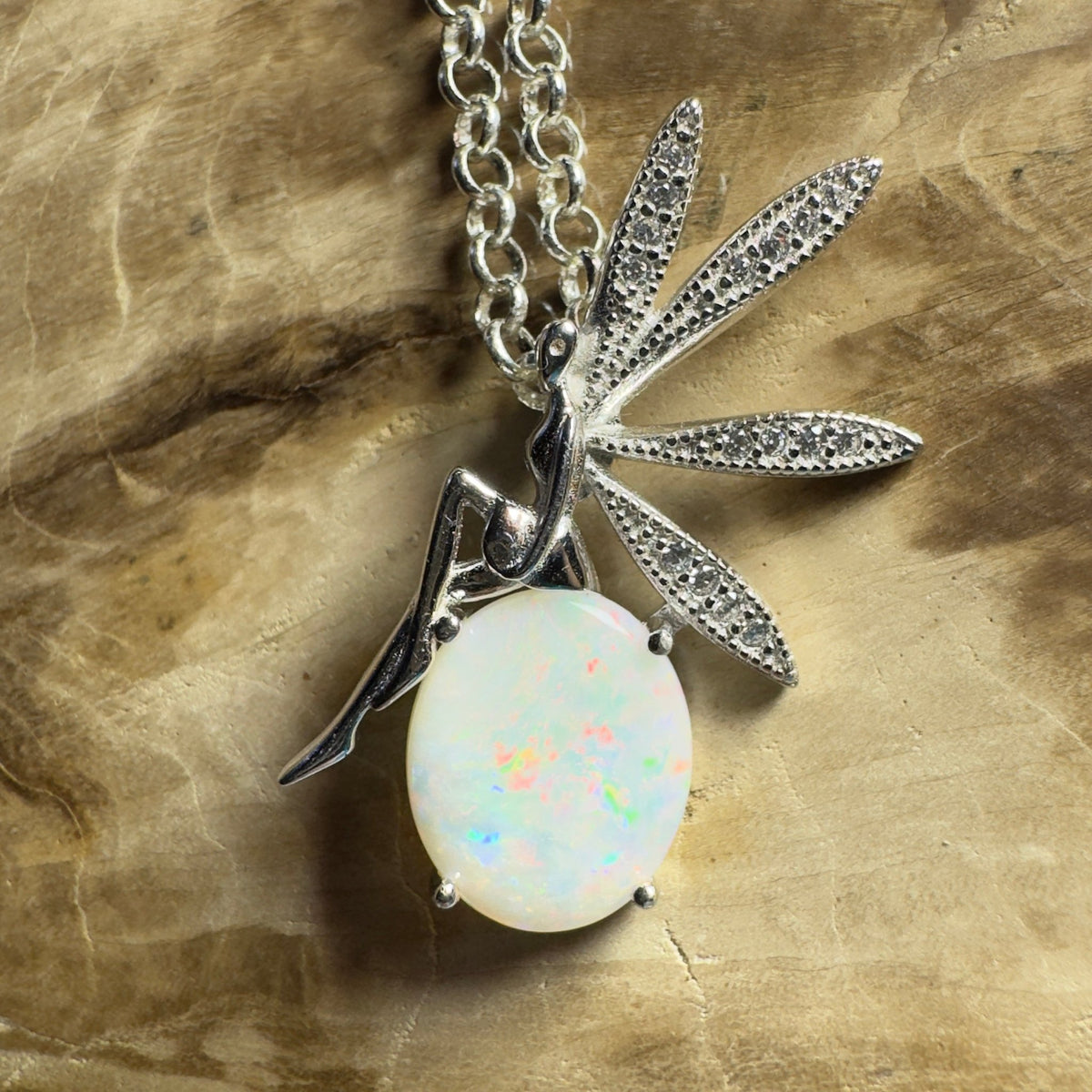 The Kakadu Fairy ~ 2ct Coober Pedy Opal 925 Silver Pendant